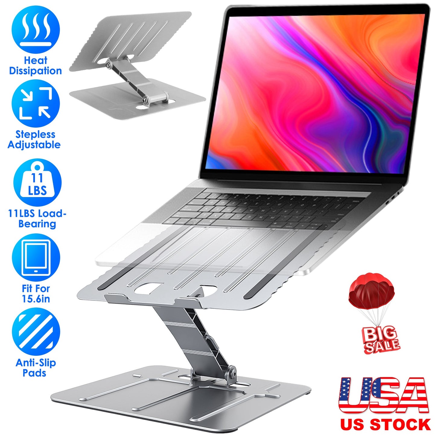 LJGelectro - Laptop Stand Riser Stepless Angle Adjustable Ergonomic Notebook Holder Heat Dissipation Notebook Elevator for Laptop Tablet Drawing Board up to 15.6in