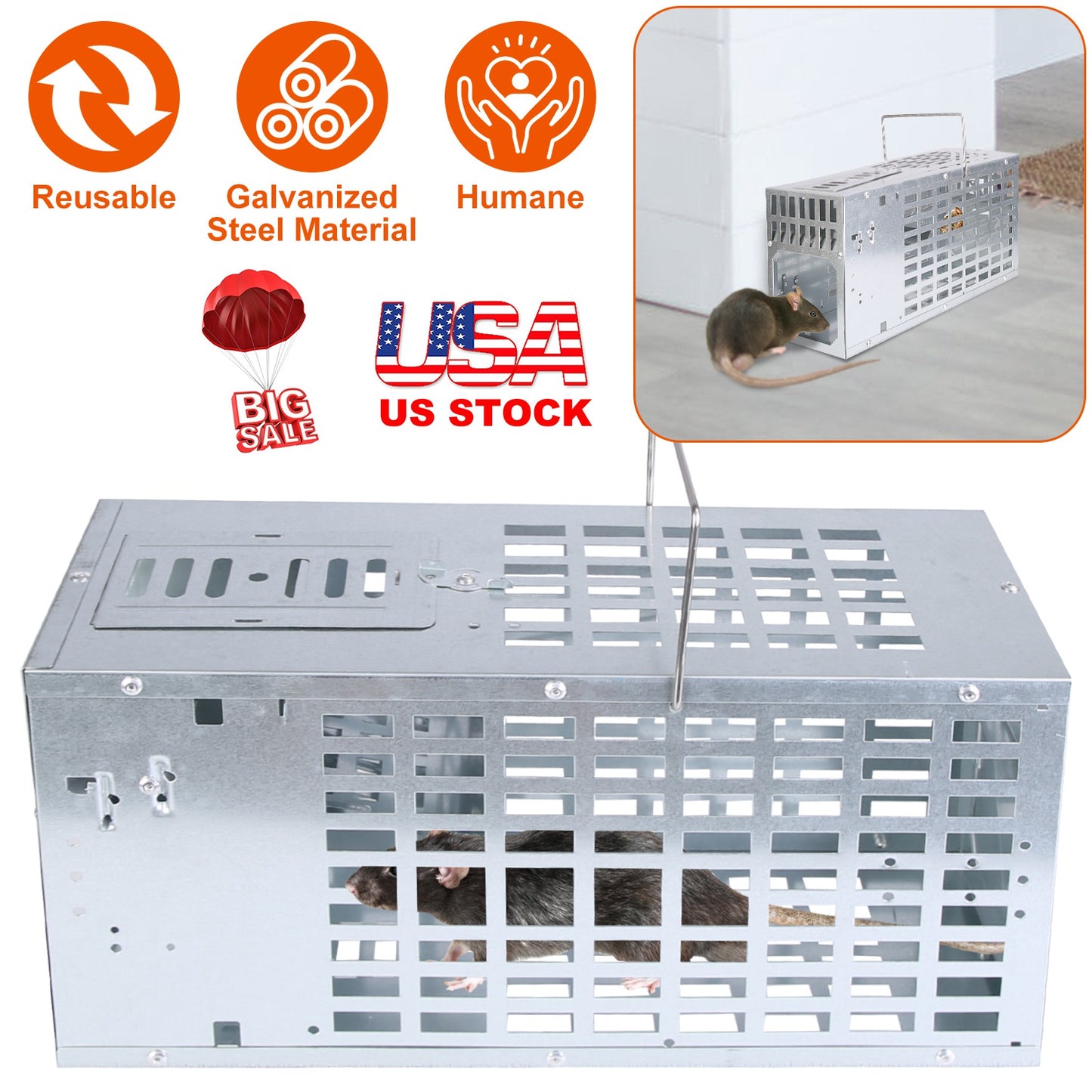 LJGelectro - Humane Live Mouse Trap Reusable Metal Rat Rodent Cage Catch Release Continuous Capture Indoor Outdoor Pet Children Safe