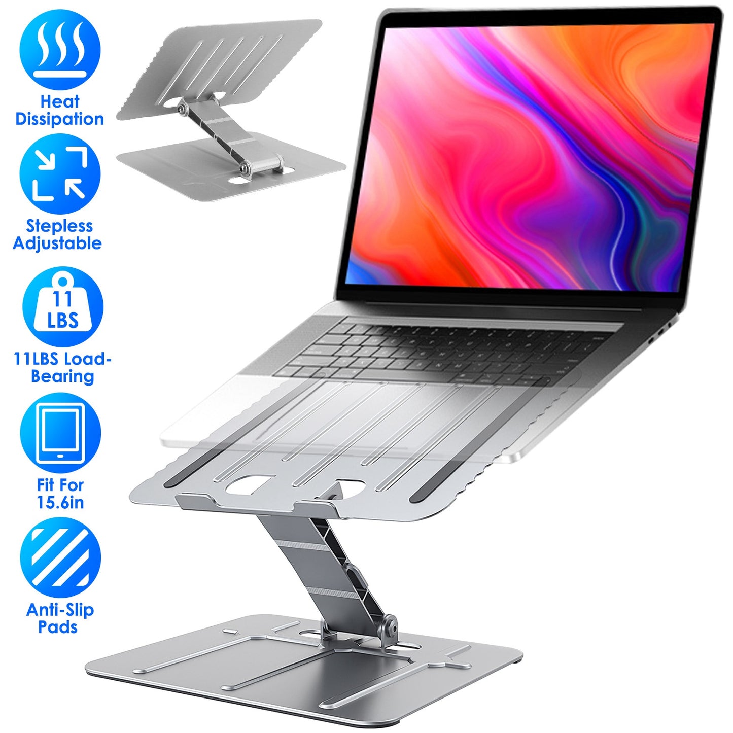 LJGelectro - Laptop Stand Riser Stepless Angle Adjustable Ergonomic Notebook Holder Heat Dissipation Notebook Elevator for Laptop Tablet Drawing Board up to 15.6in