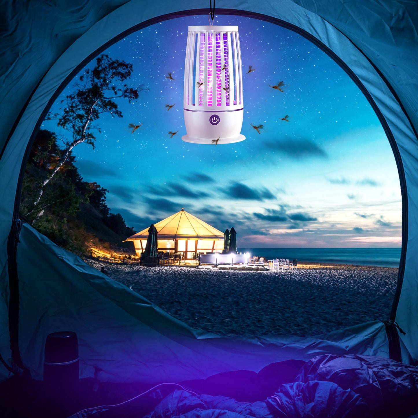 LJGelectro - Rechargeable Mosquito Killer Lamp Bug Zapper with Night Light Strap Mosquito Catcher with Max 1615Square Feet Range UV Light for Indoor Outdoor