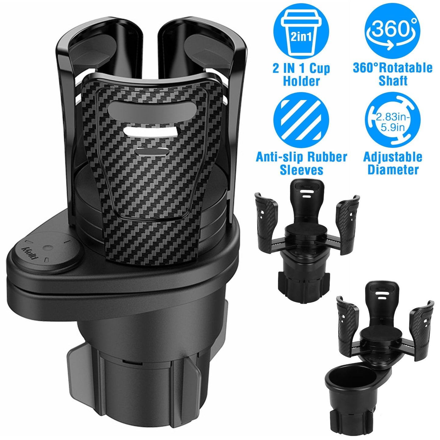 LJGelectro - 2-in-1 Universal Car Cup Mount Holder Expander with Adjustable Base Multifunctional Auto Drink Beverage Cup Holder Adapter Insert Organizer