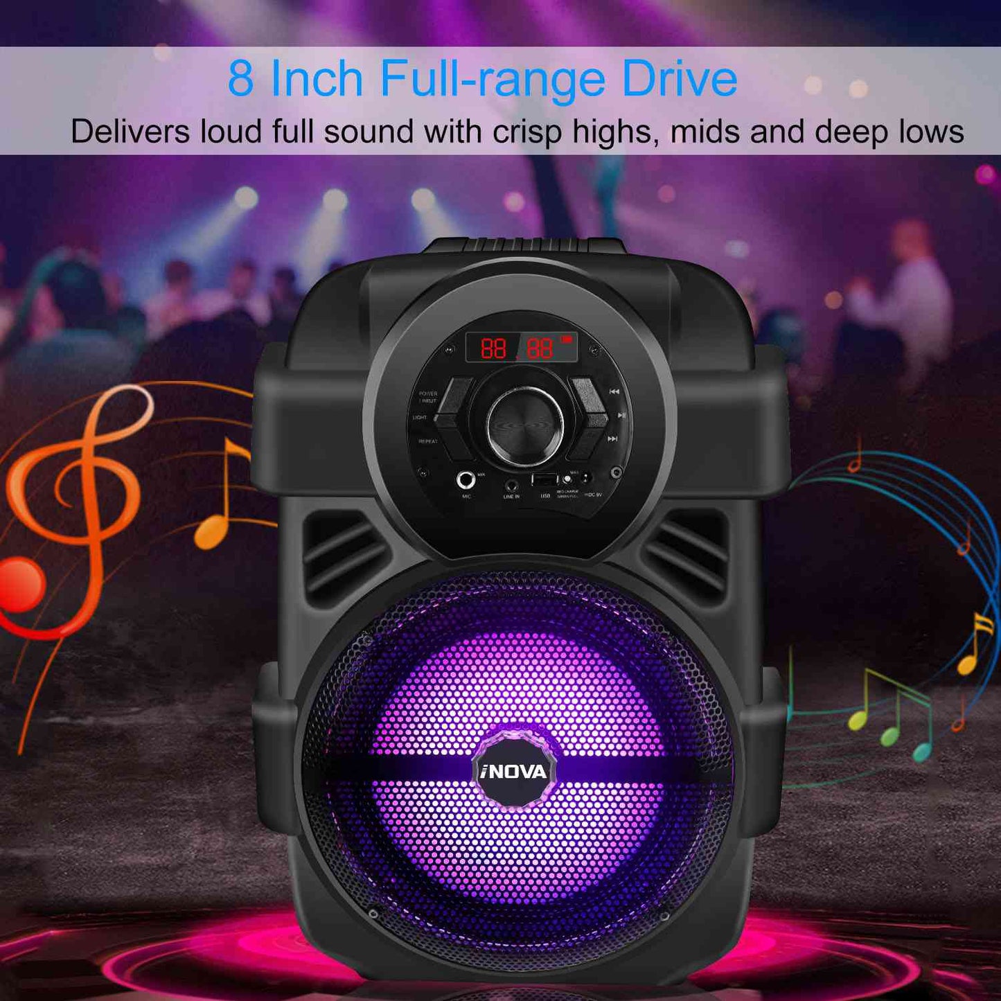 LJGelectro - Colorful LED Portable Wireless Party Speaker