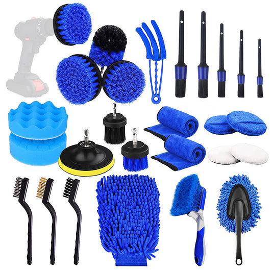 LJGelectro - 26Pcs Car Detailing Brush Kit Exterior Interior Car Cleaning Set Drill Brush Set Car Buffing Sponge Pads Kit for Cleaning Automobile Interior Exterior