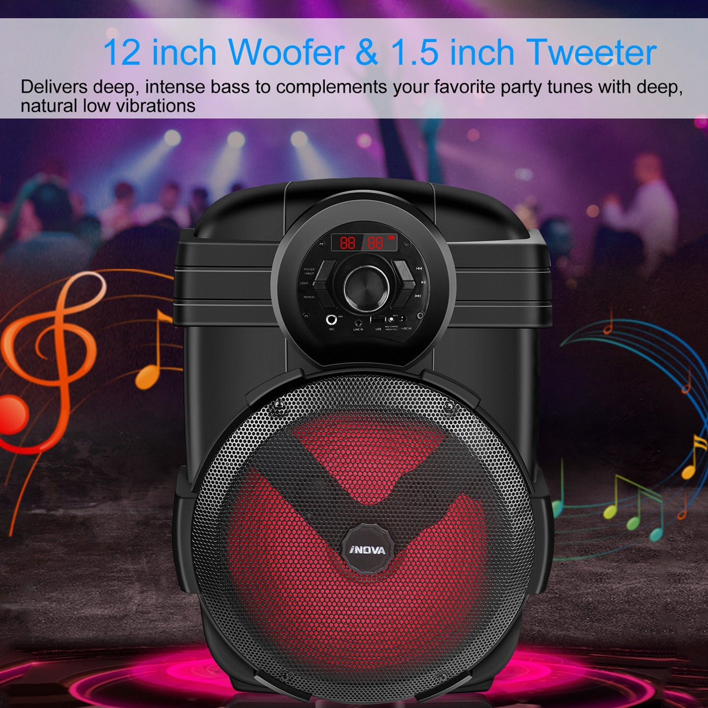 LJGelectro - Portable Wireless Party Speaker with Disco Light