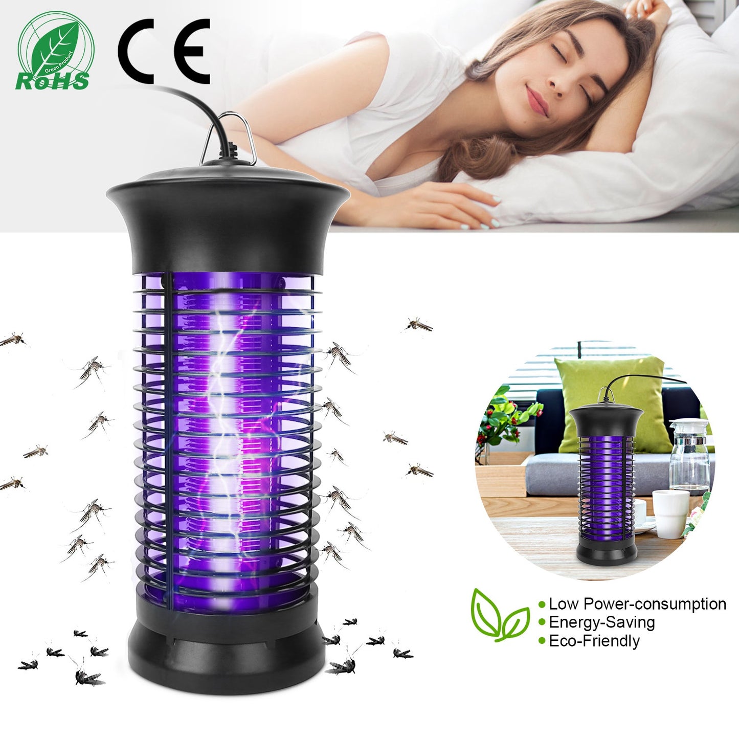 LJGelectro - Electric Bug Zapper Mosquito Killer UV Light Flying Zapper Insect Killer Lamps Pest Fly Trap Catcher Odorless Noiseless