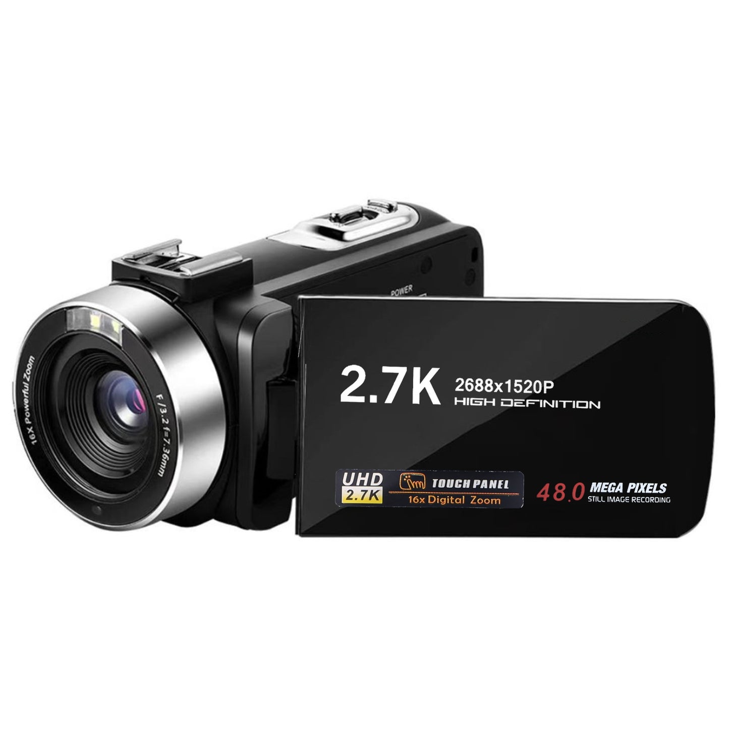 LJGelectro - 2.7K Camcorder 48MP 18X Zoom Digital Video Camera Rechargeable Vlogging Camera with 3in 270° Rotating IPS Screen Fill Light Remote Control Battery