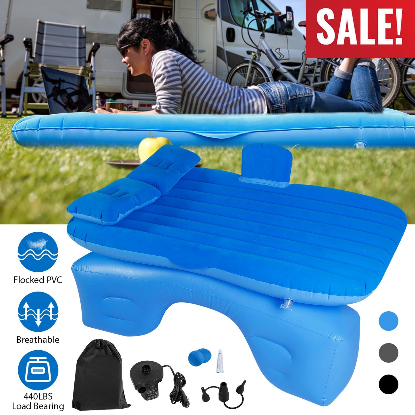 LJGelectro - Car Air Mattress Bed Inflation Car Mattress Bed Portable Travel Camping Sleep Mat Car Inflation Bed For Trip