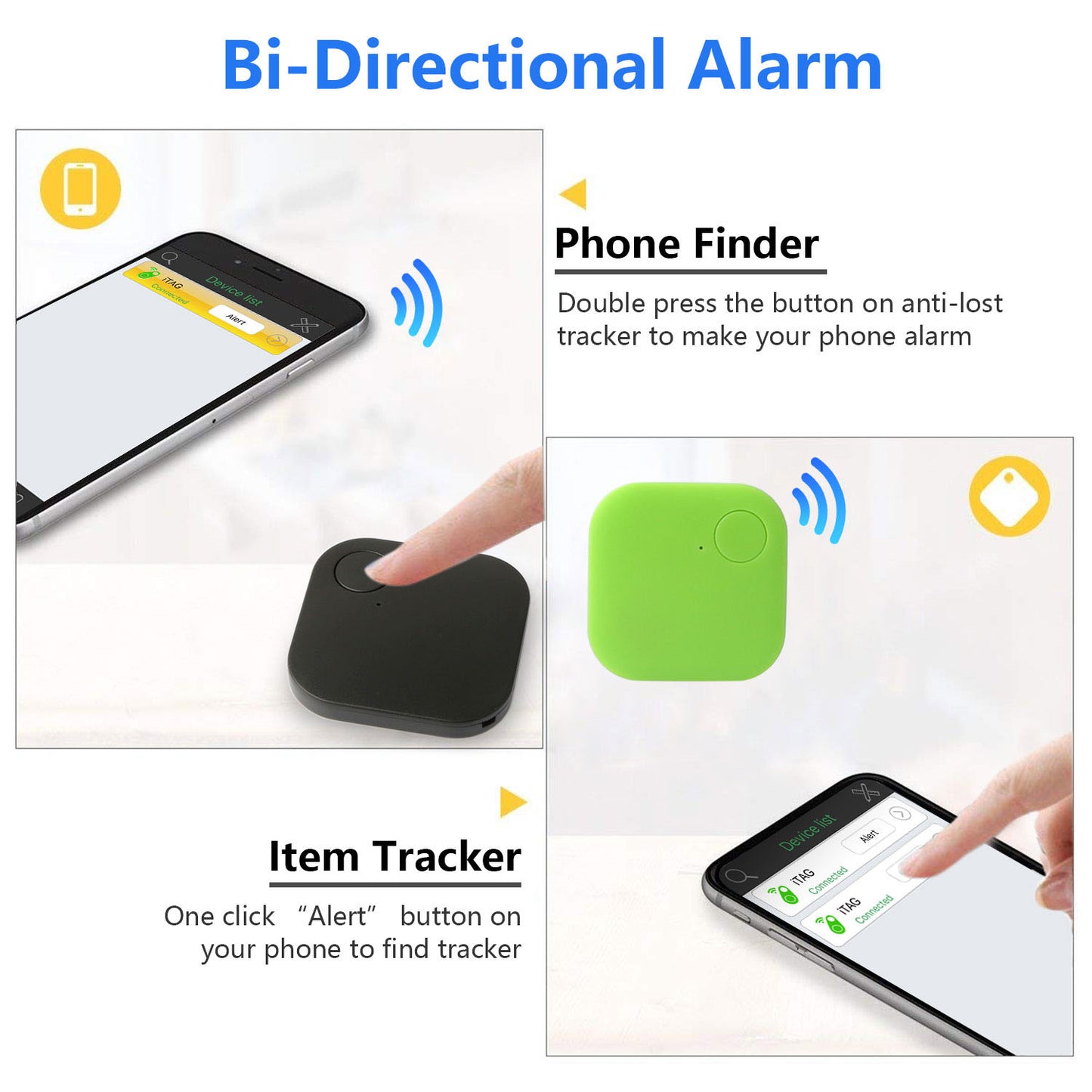 LJGelectro - iMounTEK Anti-Lost Tracker Key Finder Bi-directional Real Time Locator 25m/82ft Remote Control for iPhone X Samsung S9