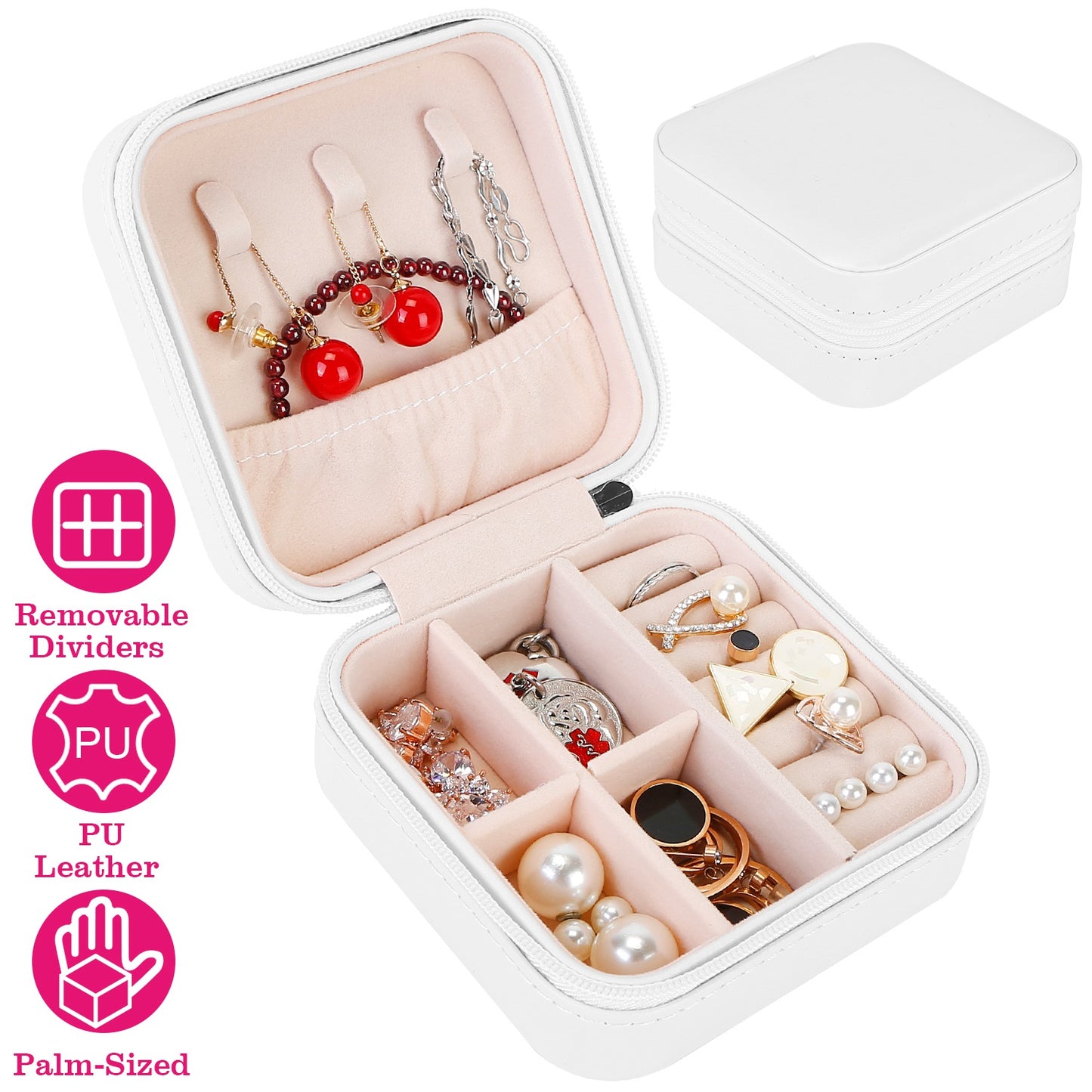 LJGelectro - Mini Jewelry Storage Box Portable Ring Earring Necklace Storage Travel Case PU Leather Jewelry Organizer Gift