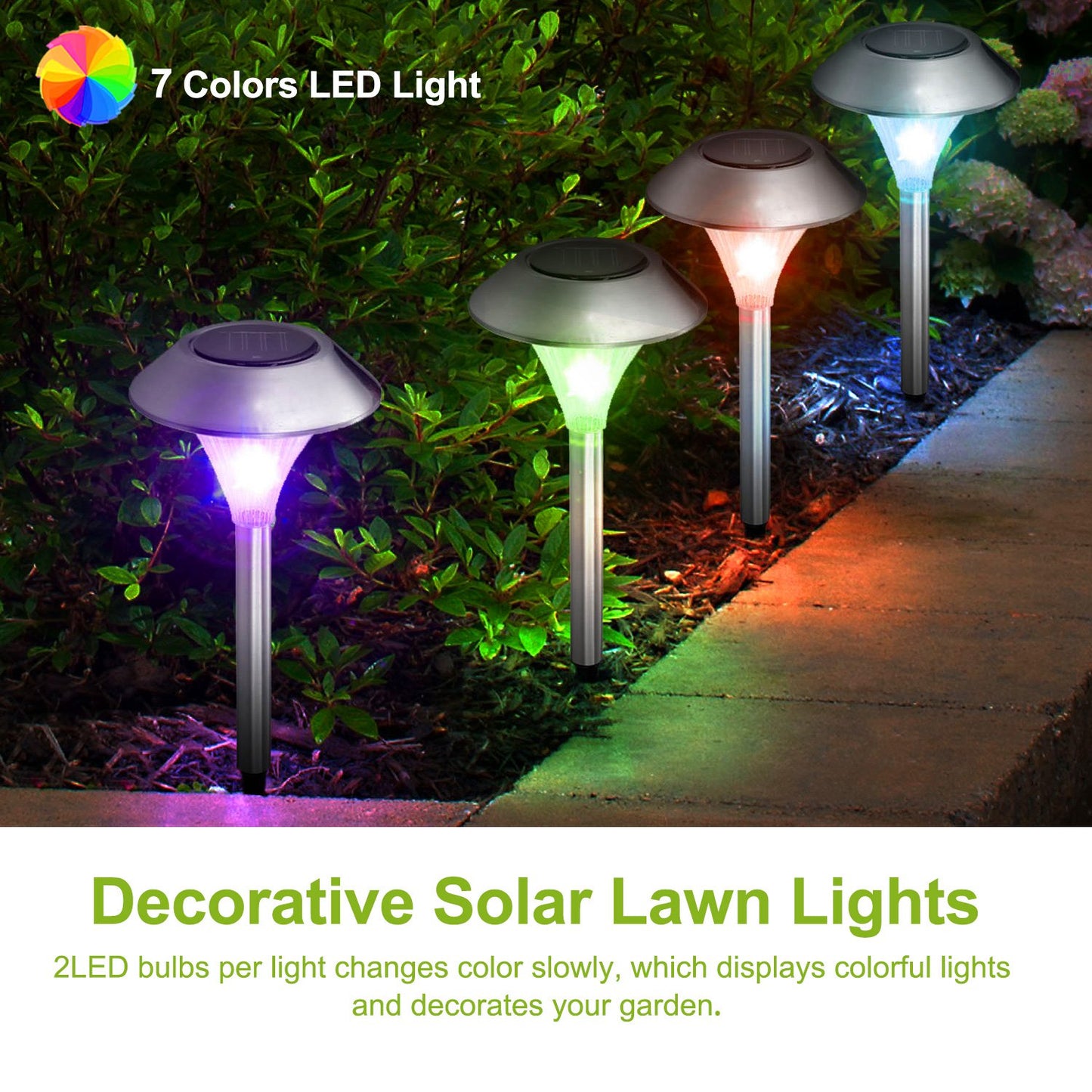 LJGelectro - 12Packs Solar Garden Lights Outdoor IP44 Waterproof Solar Pathway Lights Color Changing Landscape Lamps 10Hrs Lawn Lighting for Yard Driveway Walkway