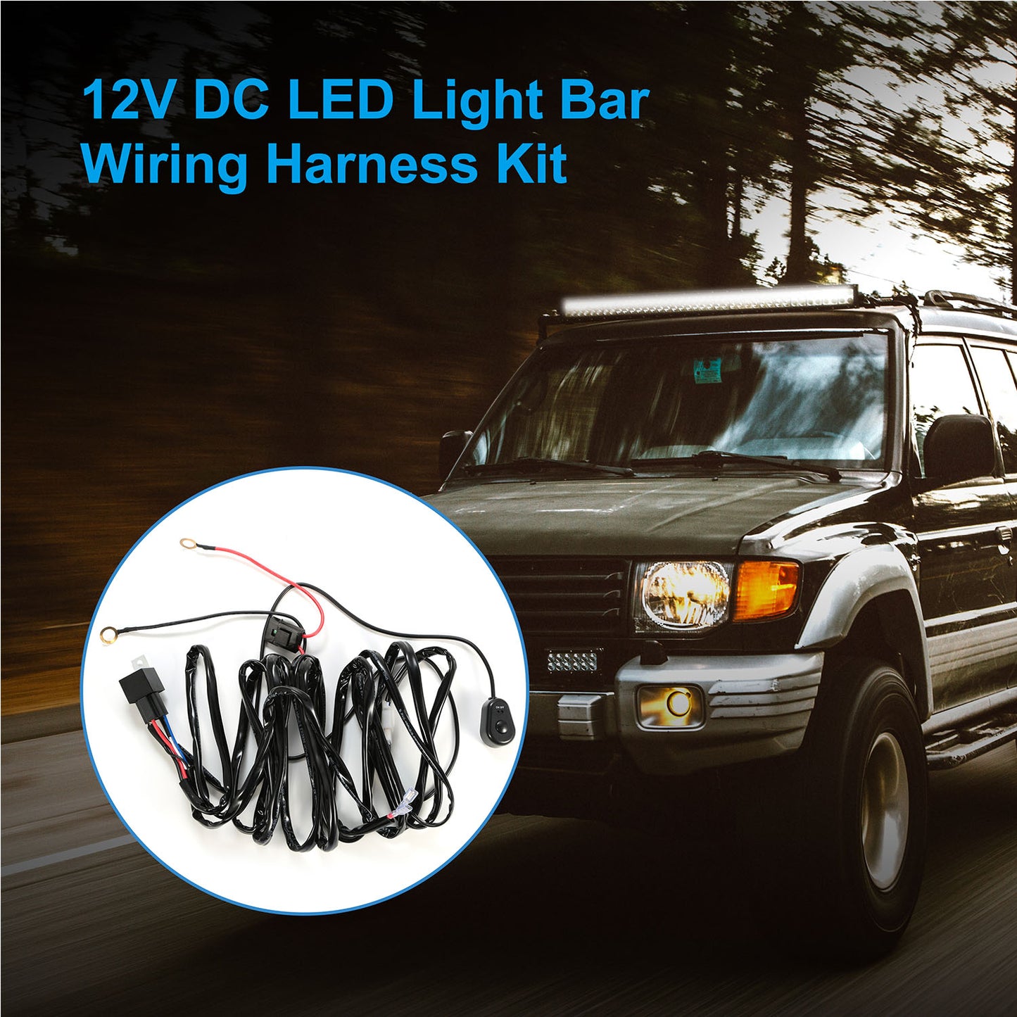 LJGelectro - LED Light Bar Wiring Harness Kit 280W 12V 40A Power Relay Fuse On/Off Switch 10ft Length Universal Fitment Light Bar Accessories