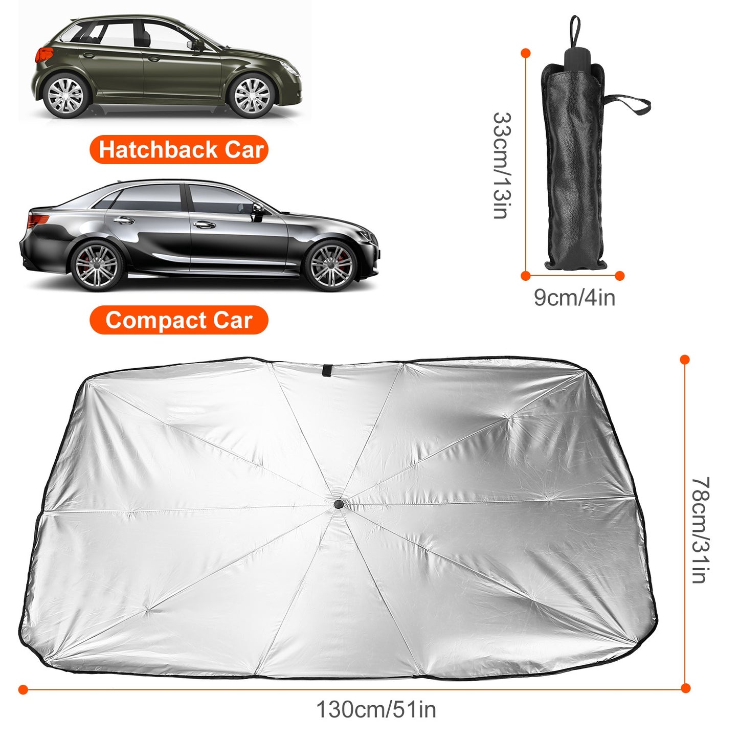 LJGelectro - Car Sunshade Umbrella Foldable Sun Visor Protector Car Windshield Reflector Umbrella