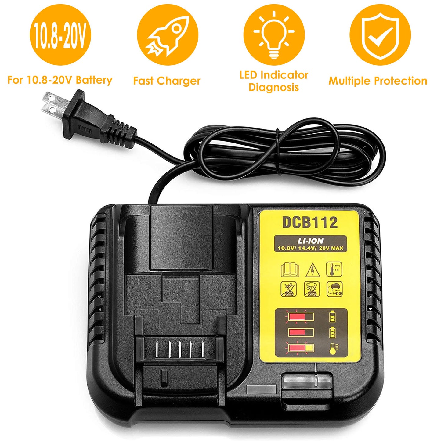 LJGelectro - Rapid Charger Replacement Fit for Dewalt 10.8-20V Battery DCB107 DCB101 DCB200 DCB205