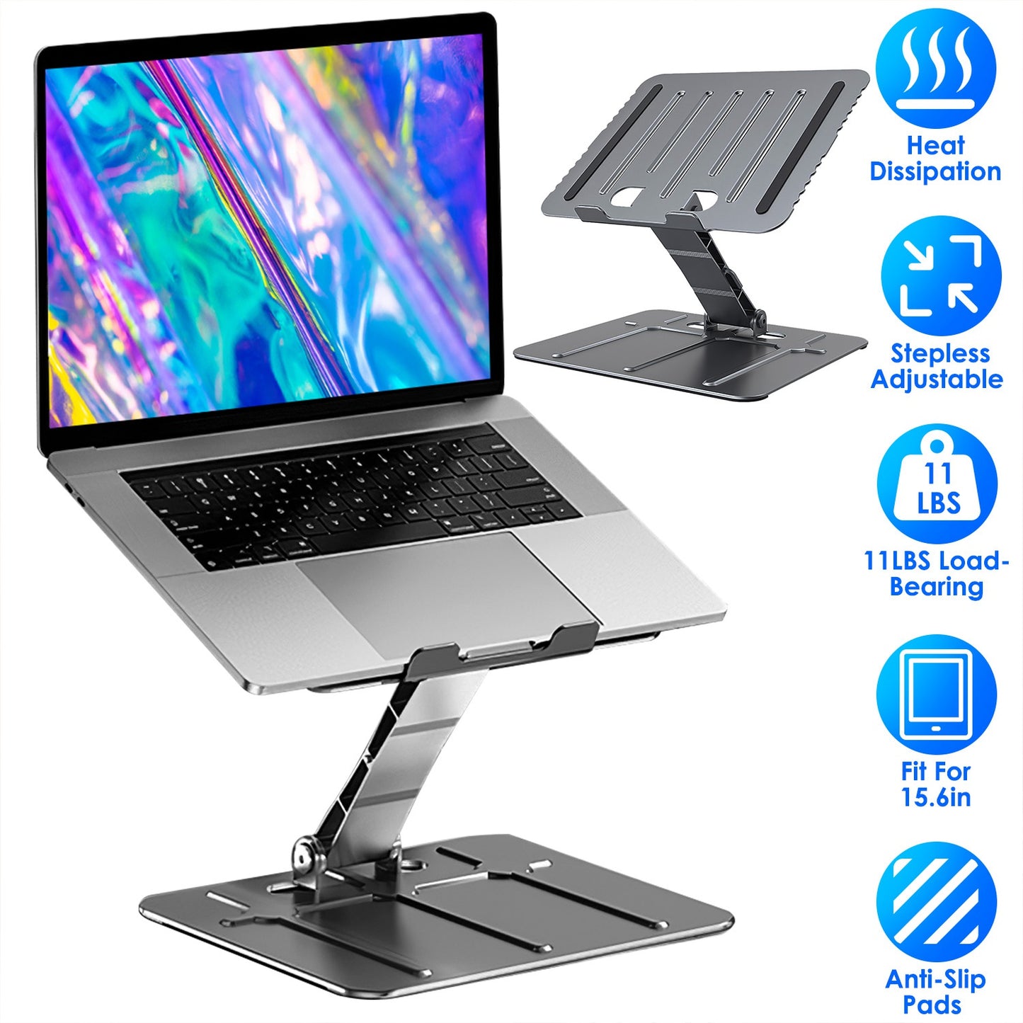 LJGelectro - Laptop Stand Riser Stepless Angle Adjustable Ergonomic Notebook Holder Heat Dissipation Notebook Elevator for Laptop Tablet Drawing Board up to 15.6in