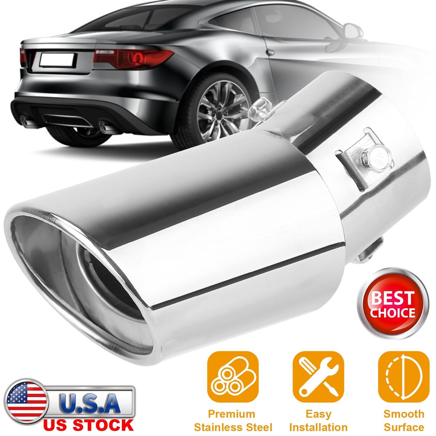 LJGelectro - Car Rear Exhaust Pipe Tail Muffler Tip Stainless Steel Tail Muffler Universal Exhaust Tail Pipe Fit For Most Car Such As BYD F3 F5 Nissan Chevrolet