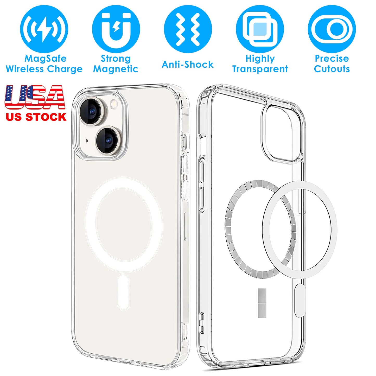 LJGelectro - Magnetic Clear Phone Case Shockproof Transparent Phone Cover with Strong Magnet Absorption MagSafe Fit for iPhone 14/14Plus/14Pro/14Pro Max/13/13Pro/1