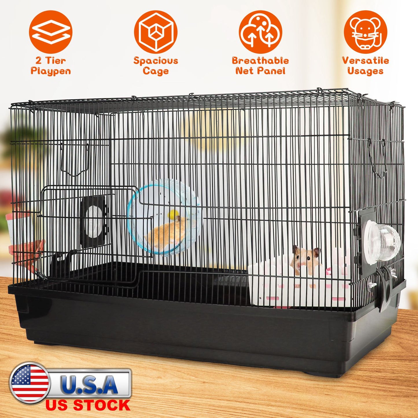 LJGelectro - 2-Tier Hamster Cage Small Animal Critter House Habitat Cage Hamster Playpen for Pet Rat Mice Hamster