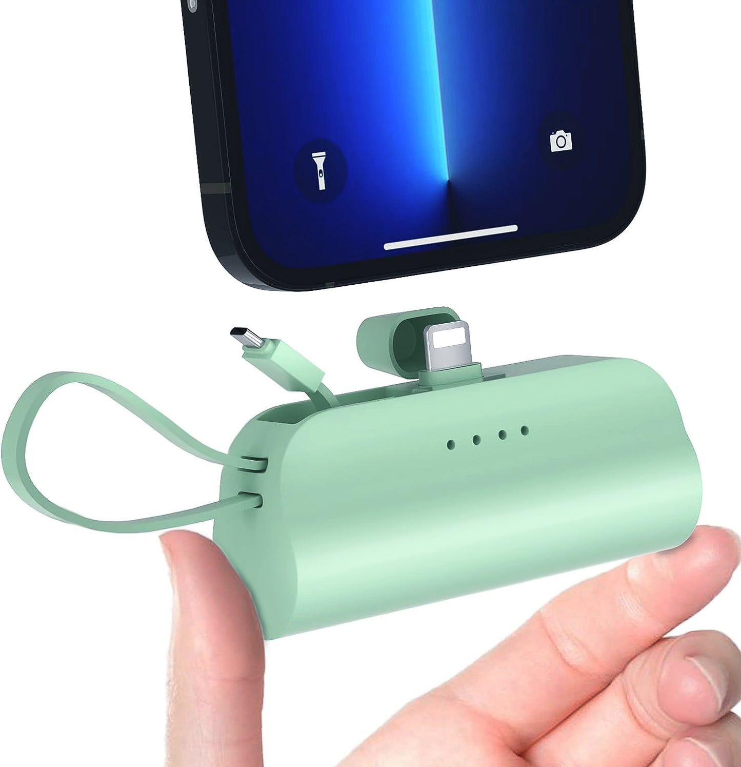 LJGelectro - 5000mAh Portable Phone Charger Built-in Type-C IOS Cable Dual Output Power Bank Compact Size Compatible with IOS Phone Samsung