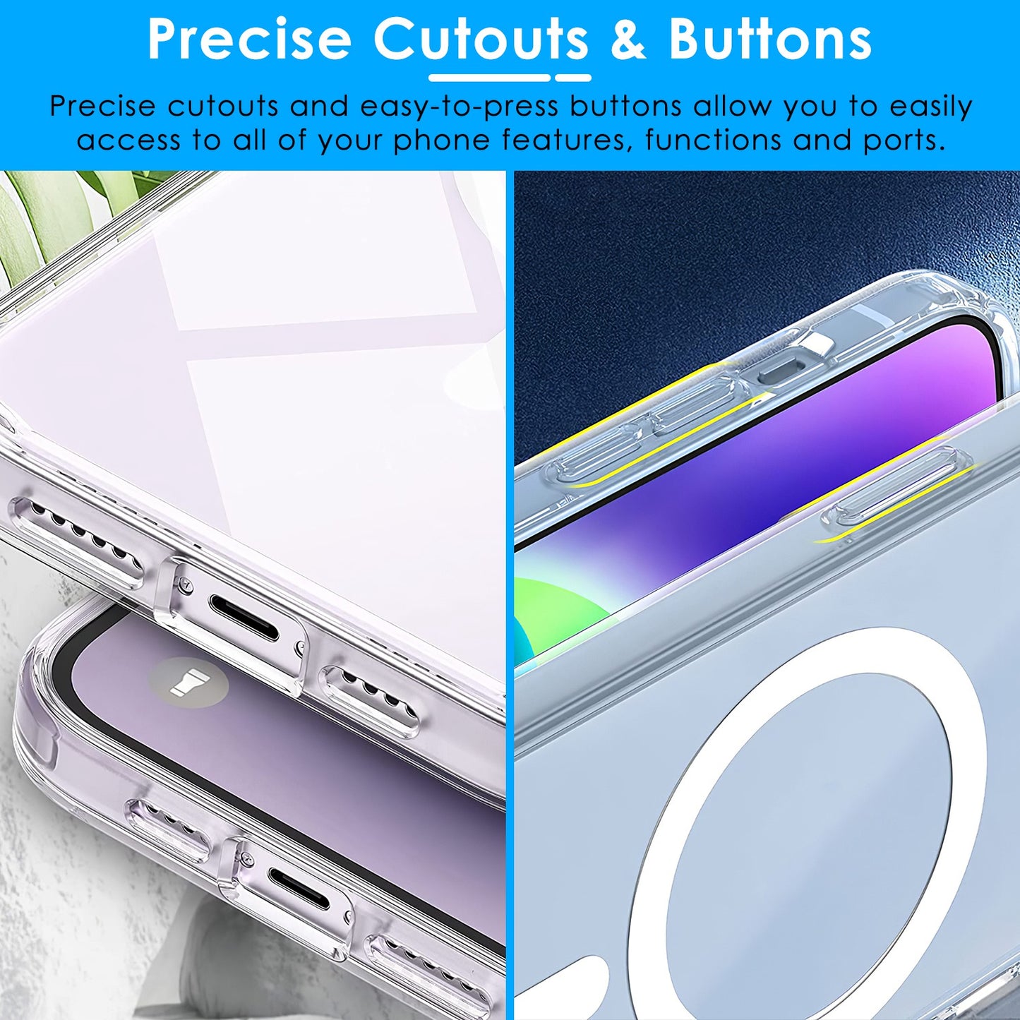 LJGelectro - Magnetic Clear Phone Case Shockproof Transparent Phone Cover with Strong Magnet Absorption MagSafe Fit for iPhone 14/14Plus/14Pro/14Pro Max/13/13Pro/1