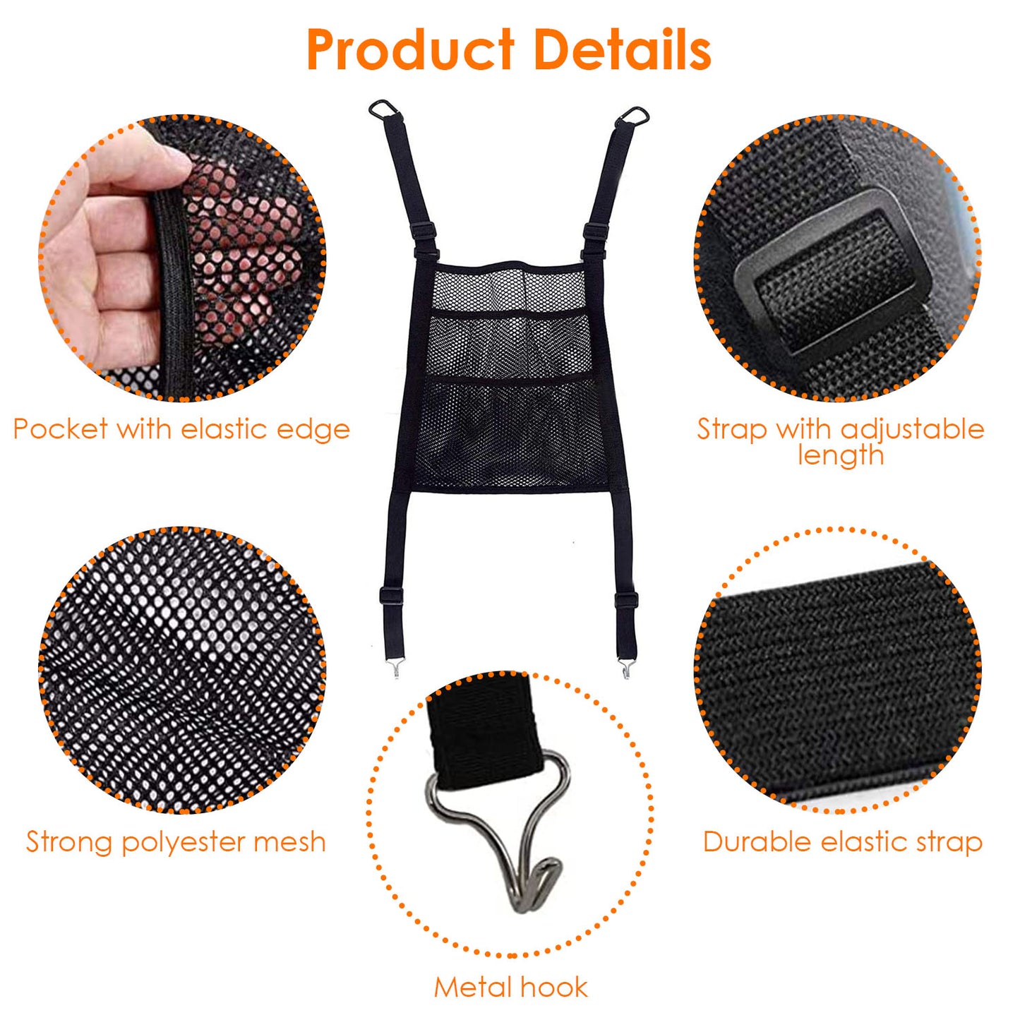 LJGelectro - Car Mesh Organizer 3 Layer Seat Back Net Pocket Bag Cargo Elastic Tissue Purse Holder Driver Storage Netting Pouch Barrier of Backseat for Kids Pets