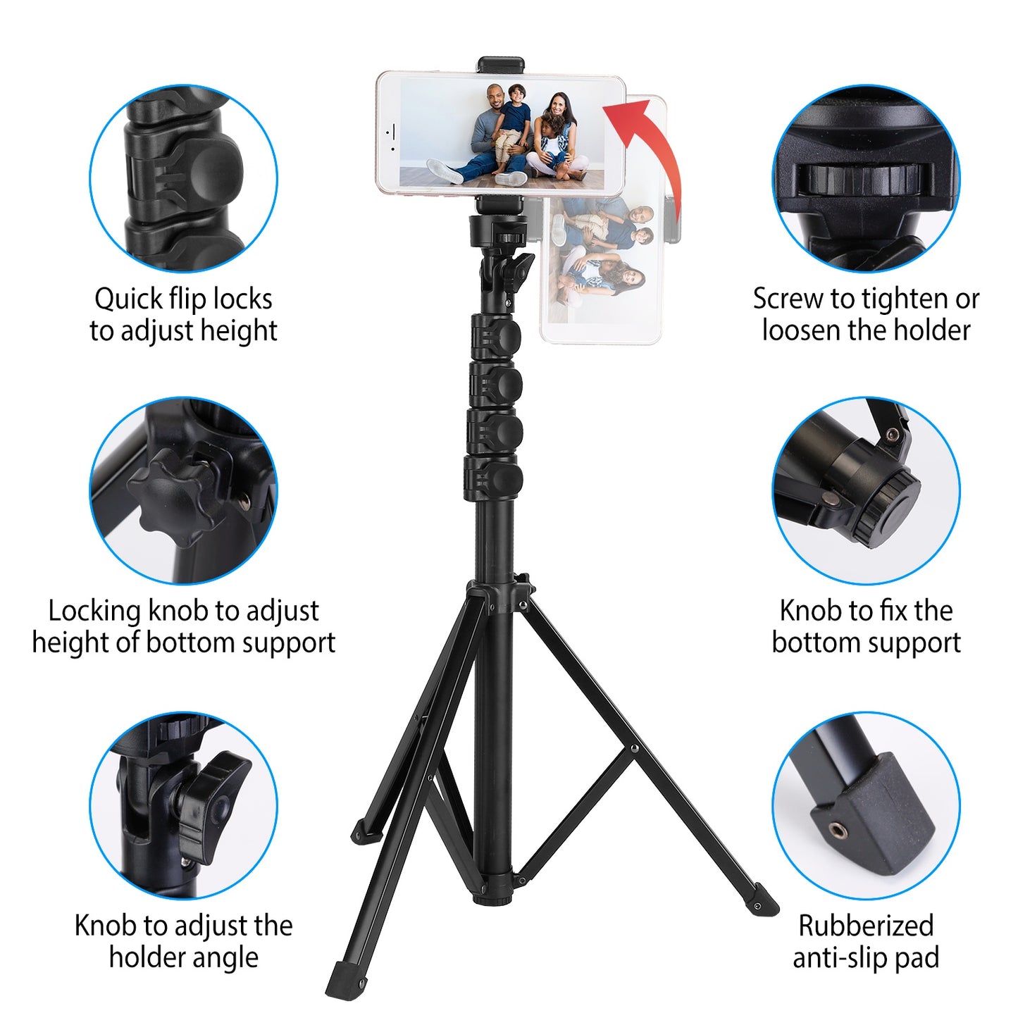 LJGelectro - Selfie Sticker Tripod Wireless Desktop Phone Tripod Stand Holder Telescopic Selfie Stick with Remote Shutter 60in Extendable Fit for 6.1-6.8” iPhone 1