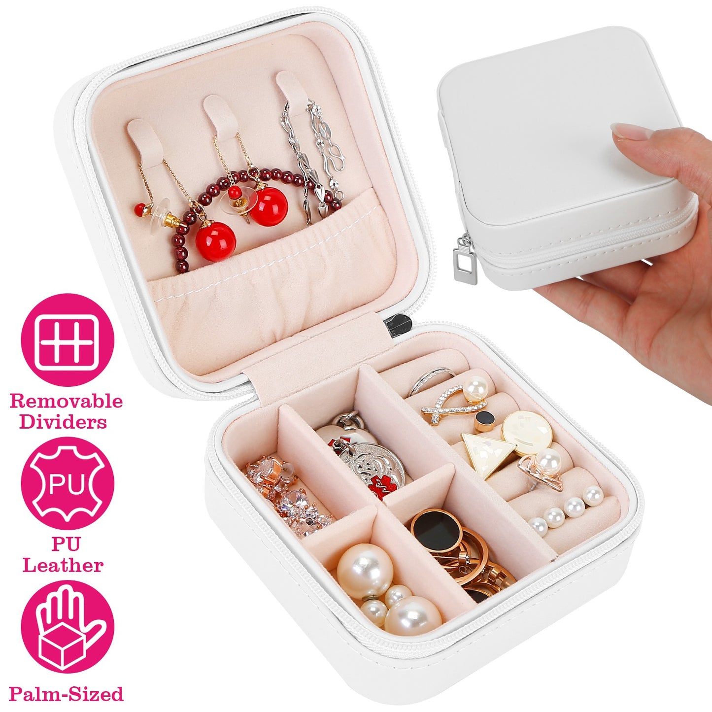 LJGelectro - Mini Jewelry Storage Box Portable Ring Earring Necklace Storage Travel Case PU Leather Jewelry Organizer Gift