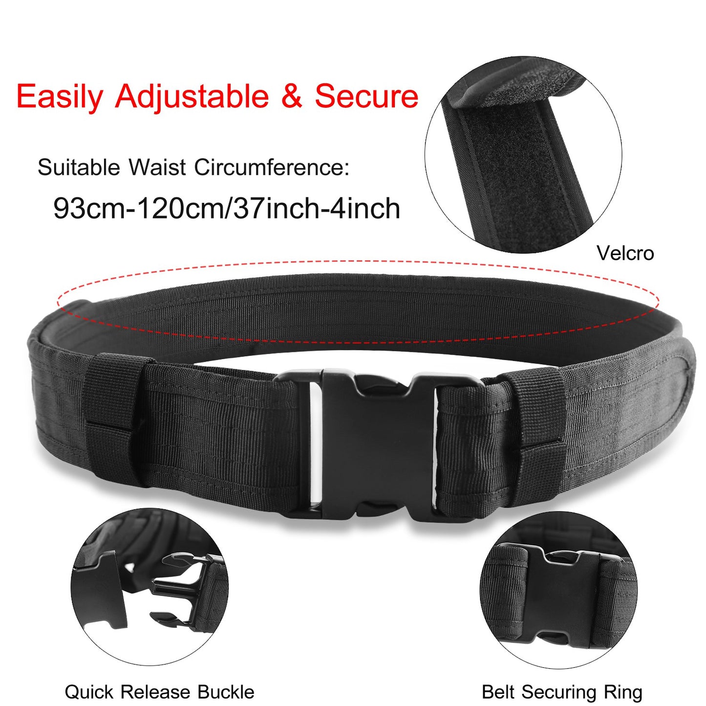 LJGelectro - Military Utility Belt Tactical Police Security Guard Modular Belt Enforcement Equipment Duty Belt 37-47in Adjustable Belt