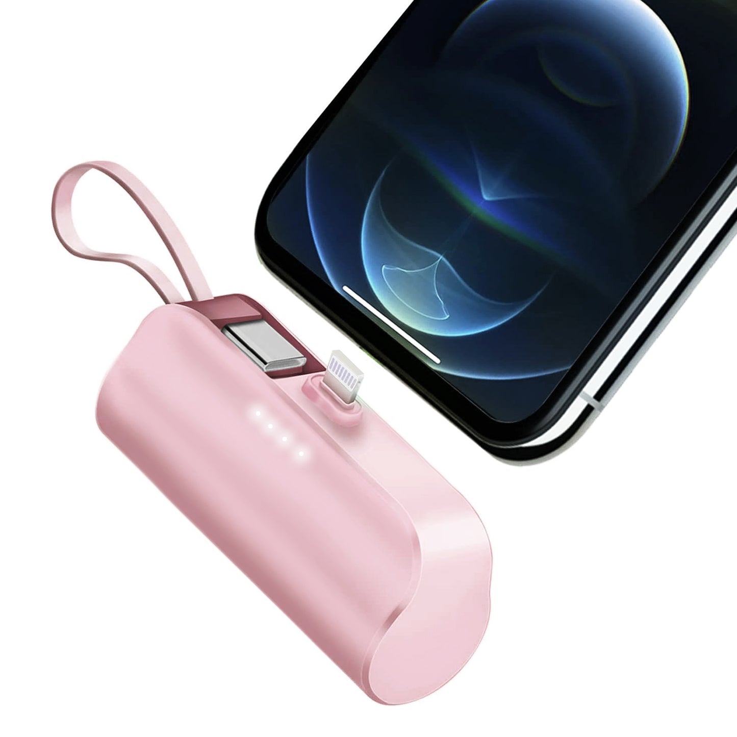 LJGelectro - 5000mAh Portable Phone Charger Built-in Type-C IOS Cable Dual Output Power Bank Compact Size Compatible with IOS Phone Samsung