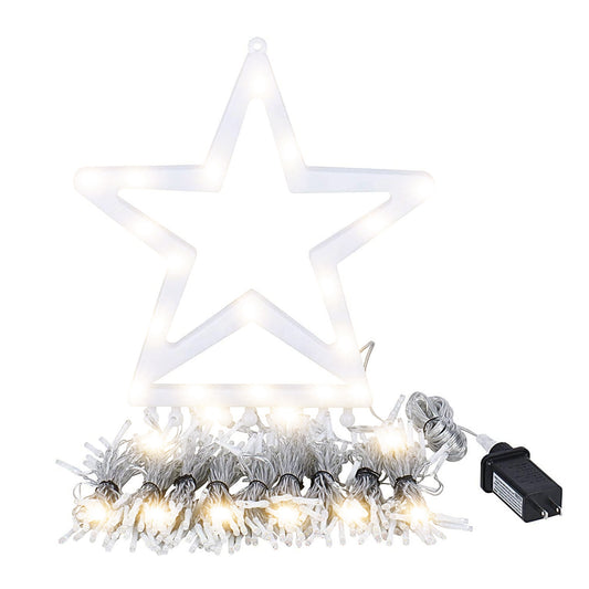 LJGelectro - Christmas Hanging Waterfall String Light with Topper Star IP65 Waterproof Outdoor Plug In Fairy Waterfall Tree Light with 8 Lighting Modes Timer Memor