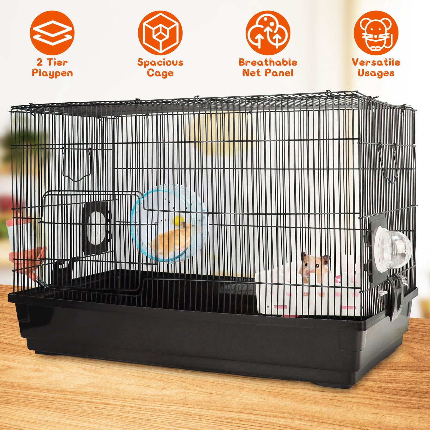 LJGelectro - 2-Tier Hamster Cage Small Animal Critter House Habitat Cage Hamster Playpen for Pet Rat Mice Hamster