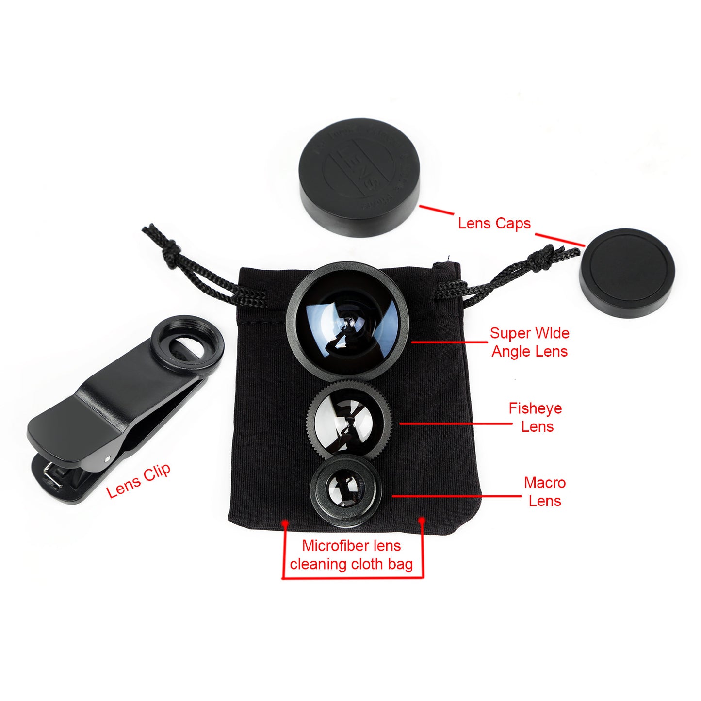 LJGelectro - 3-in-1 Universal Clip Photo Lens Kit