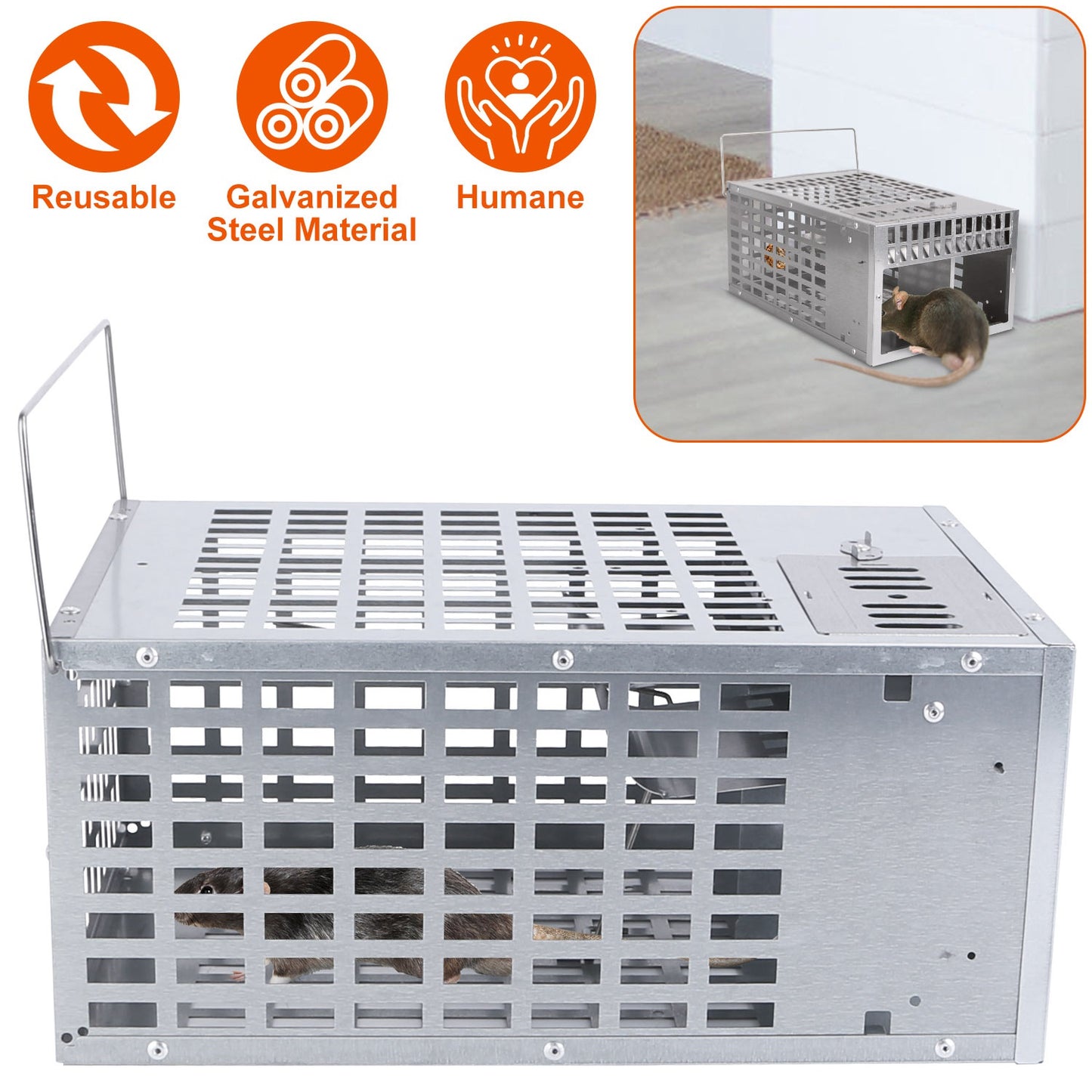 LJGelectro - Humane Live Mouse Trap Reusable Metal Rat Rodent Cage Catch Release Continuous Capture Trap 2 Doors Indoor Outdoor Pet Children Safe