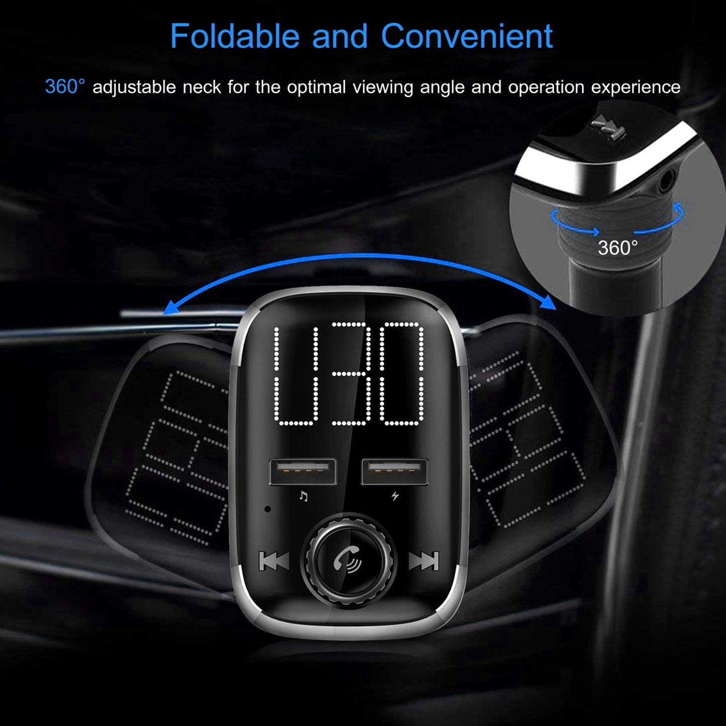 LJGelectro - Car Wireless FM Transmitter Dual USB Charger Hand-Free Call MP3 Player Kit AUX Input TF Card USB Flash Drive