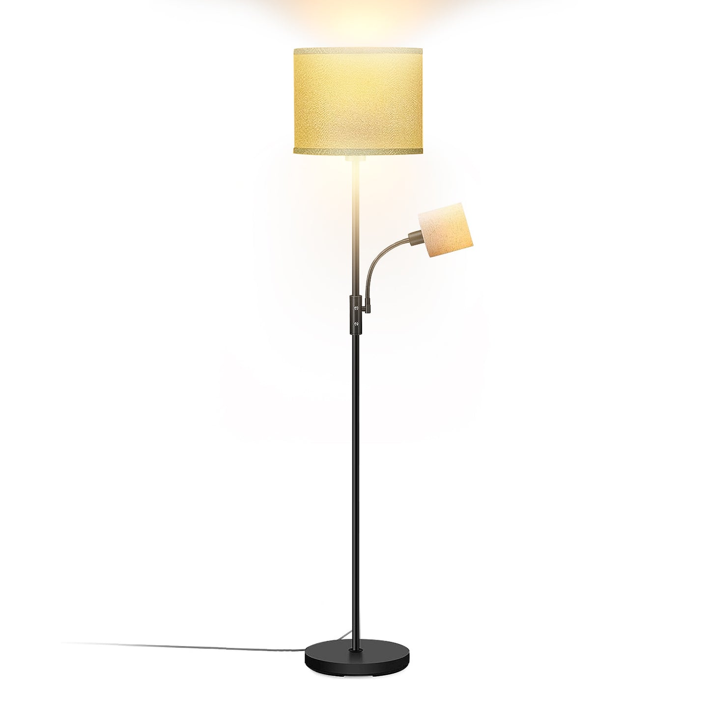 LJGelectro - 67.32In Mother Daughter Floor Lamp with Linen Shade 3200K Brightness 360° Adjustable Reading Light Modern Decoration Standing Lamp for Living Room Bed