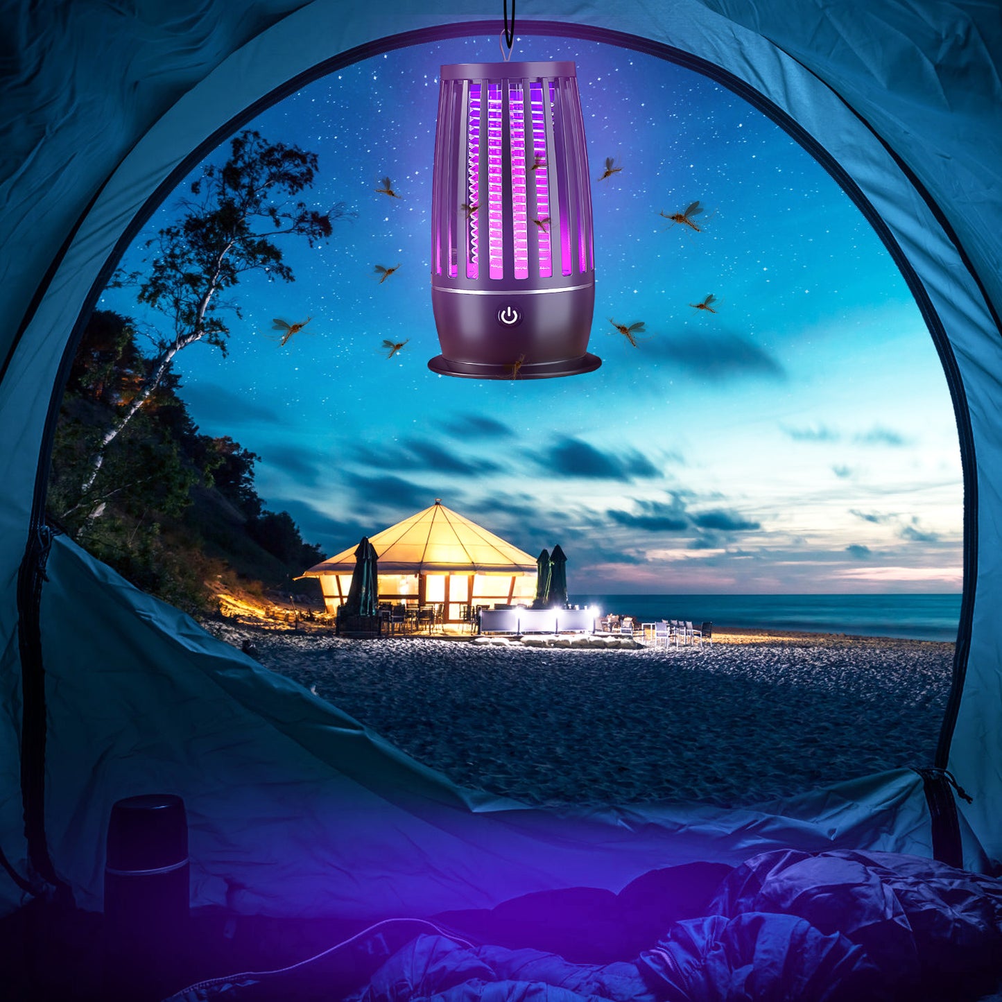 LJGelectro - Rechargeable Mosquito Killer Lamp Bug Zapper with Night Light Strap Mosquito Catcher with Max 1615Square Feet Range UV Light for Indoor Outdoor