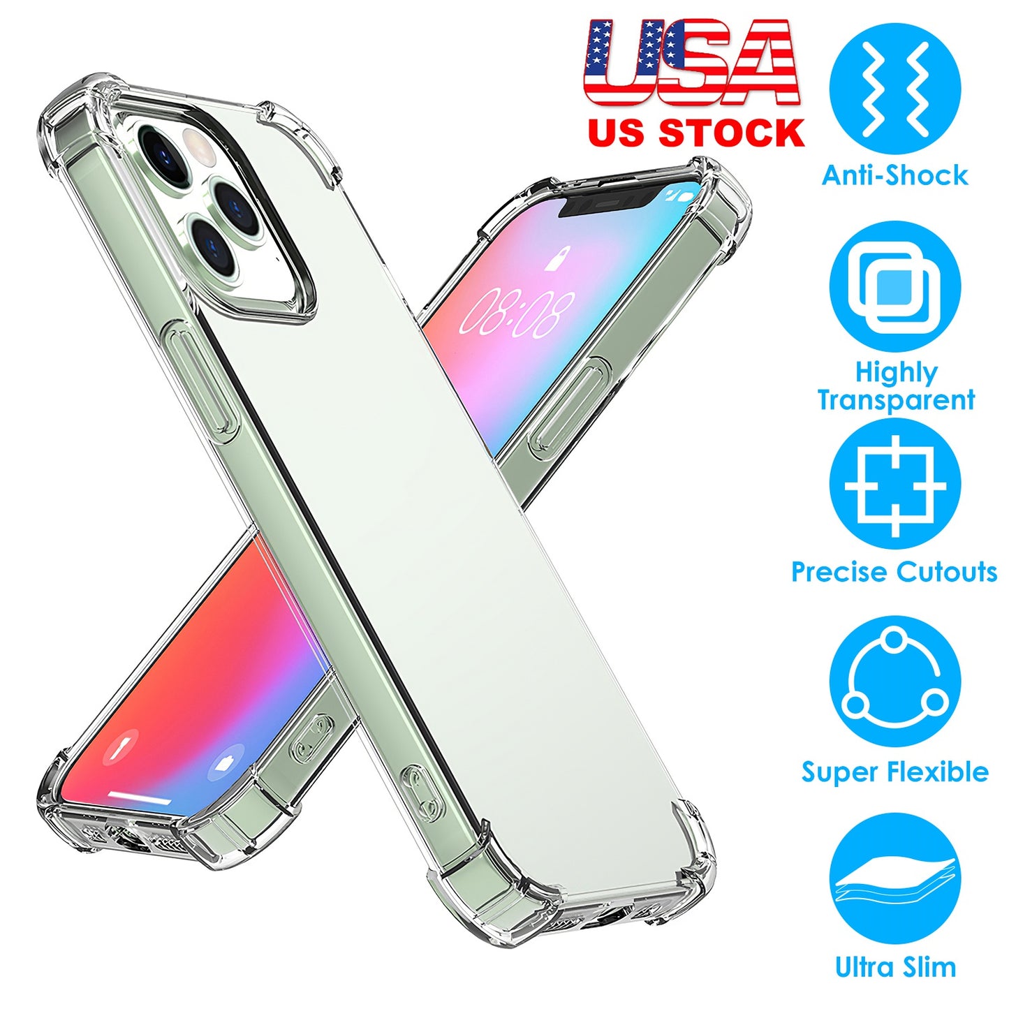 LJGelectro - Shockproof Clear Phone Case Soft TPU Transparent Phone Cover Anti-Shock Ultra-Thin Phone Case Cover Fit for iPhone 14/14Plus/14Pro/14Pro Max/13/13Pro/