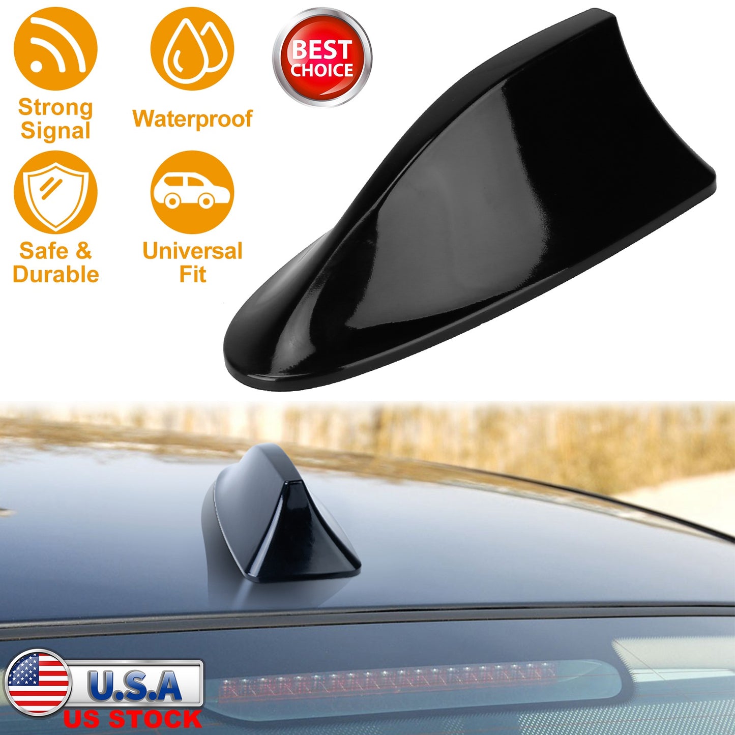 LJGelectro - Car Shark Fin Antenna Cover Waterproof Signal Car Antenna Replacement w/ Adhesive Tape Base Fits for Universal Auto Cars Ford Van Truck Jeep SUV