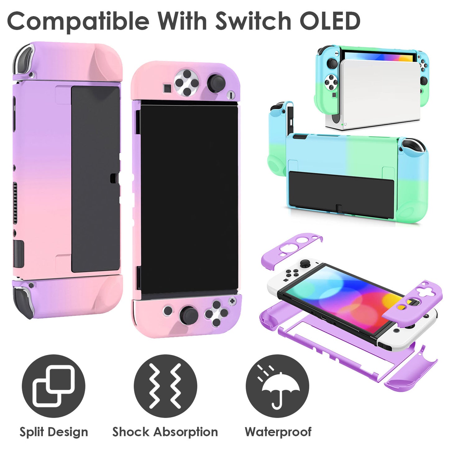 LJGelectro - Protective Shell Cover Hard Dockable Case Fit For Nintendo Switch OLED Joy Con Shell