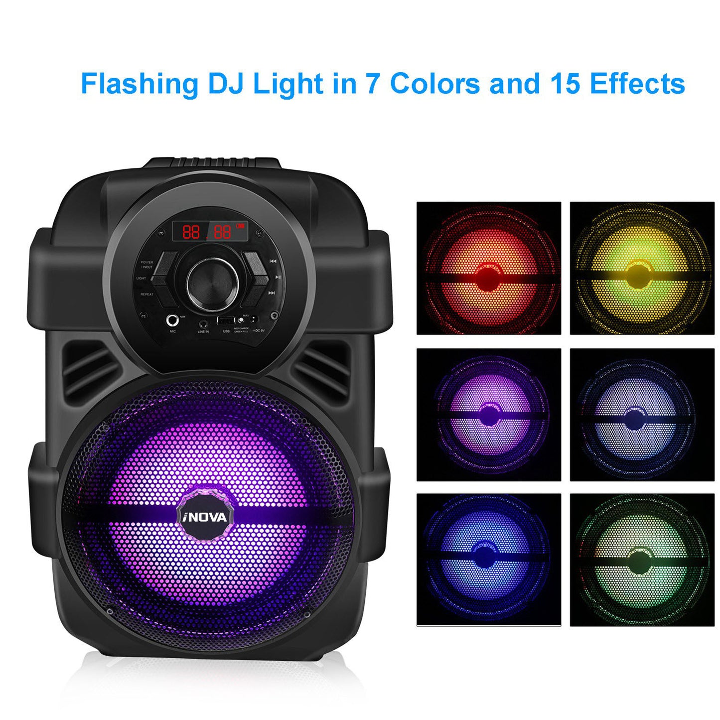 LJGelectro - Colorful LED Portable Wireless Party Speaker