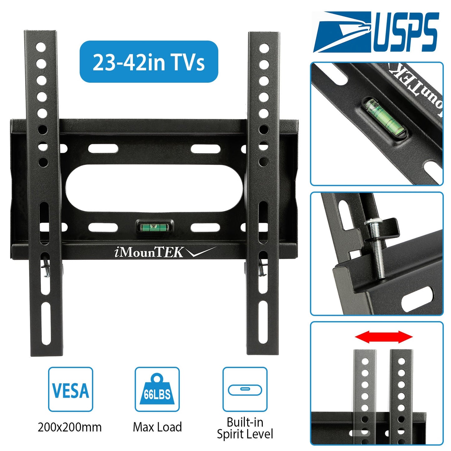 LJGelectro - TV Wall Mount Dual Arm TV Mount Bracket Max. VESA 200x200mm For 23-42 In TVs