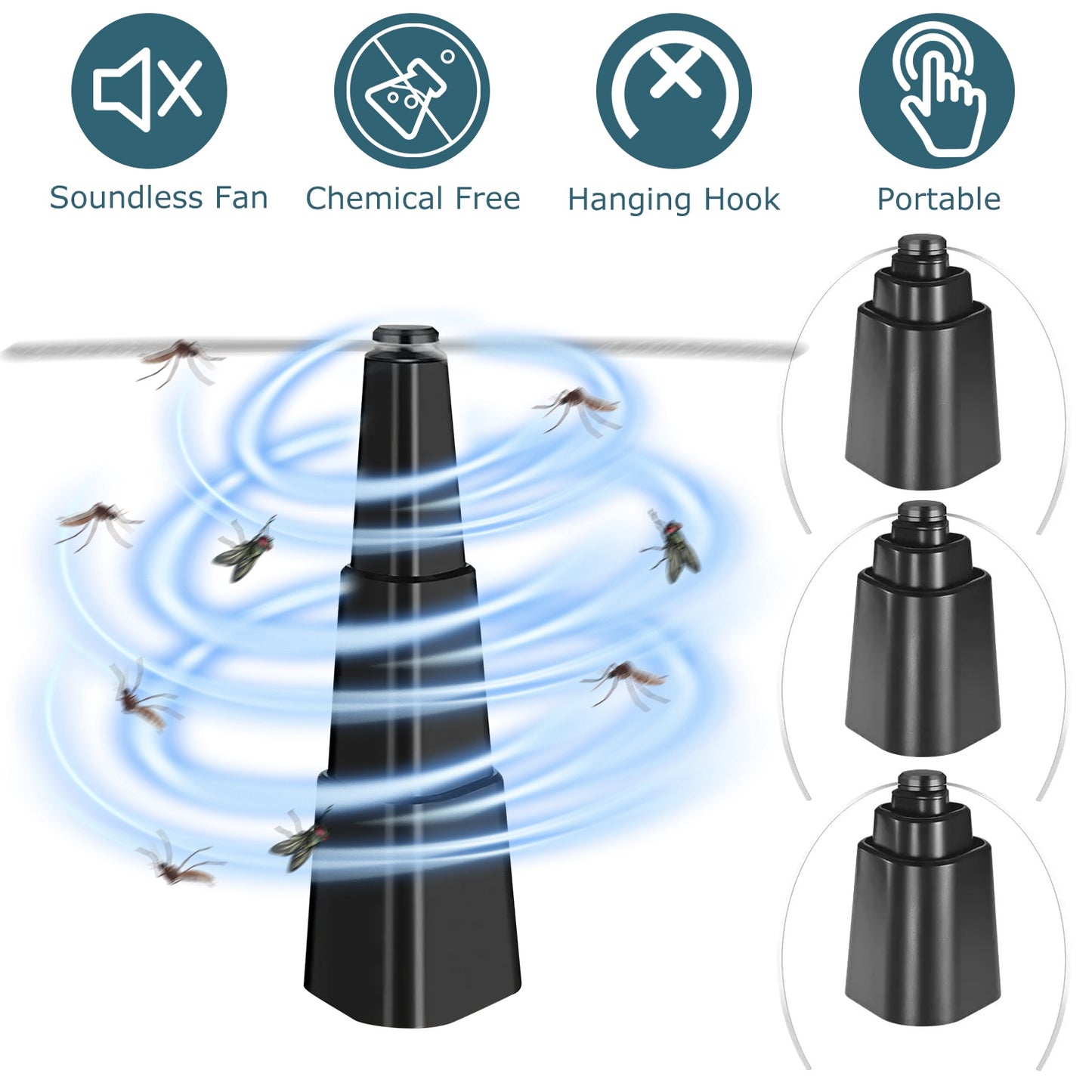 LJGelectro - 4Pcs Fly Repellent Fan Table Top Battery Powered Bug Deterrent Fan Hanging Food Fans for Party BBQ Picnic Camping