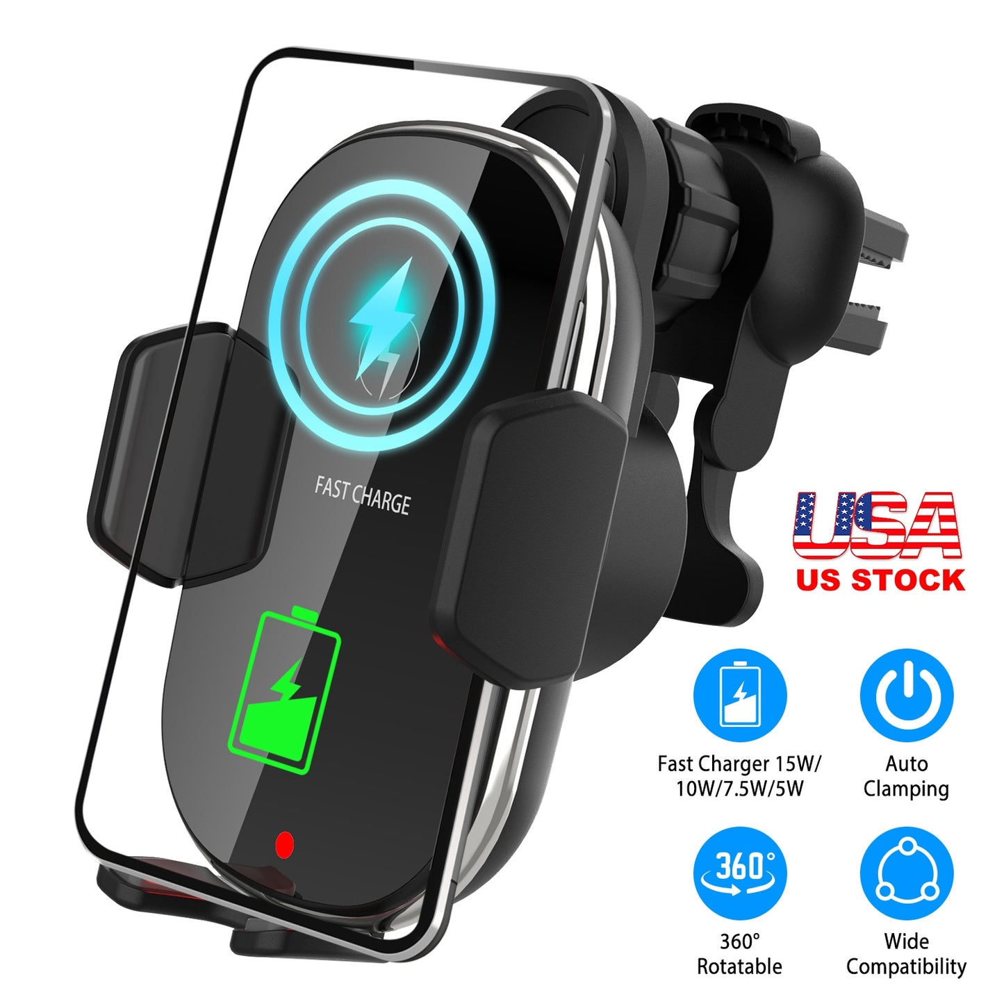 LJGelectro - Car Wireless Phone Charger Car Air Vent Phone Mount Holder Bracket Fast Charge 15W 10W 7.5W Automatic Clamping Fit for iPhone 13 13Pro Max 12 Pro Max