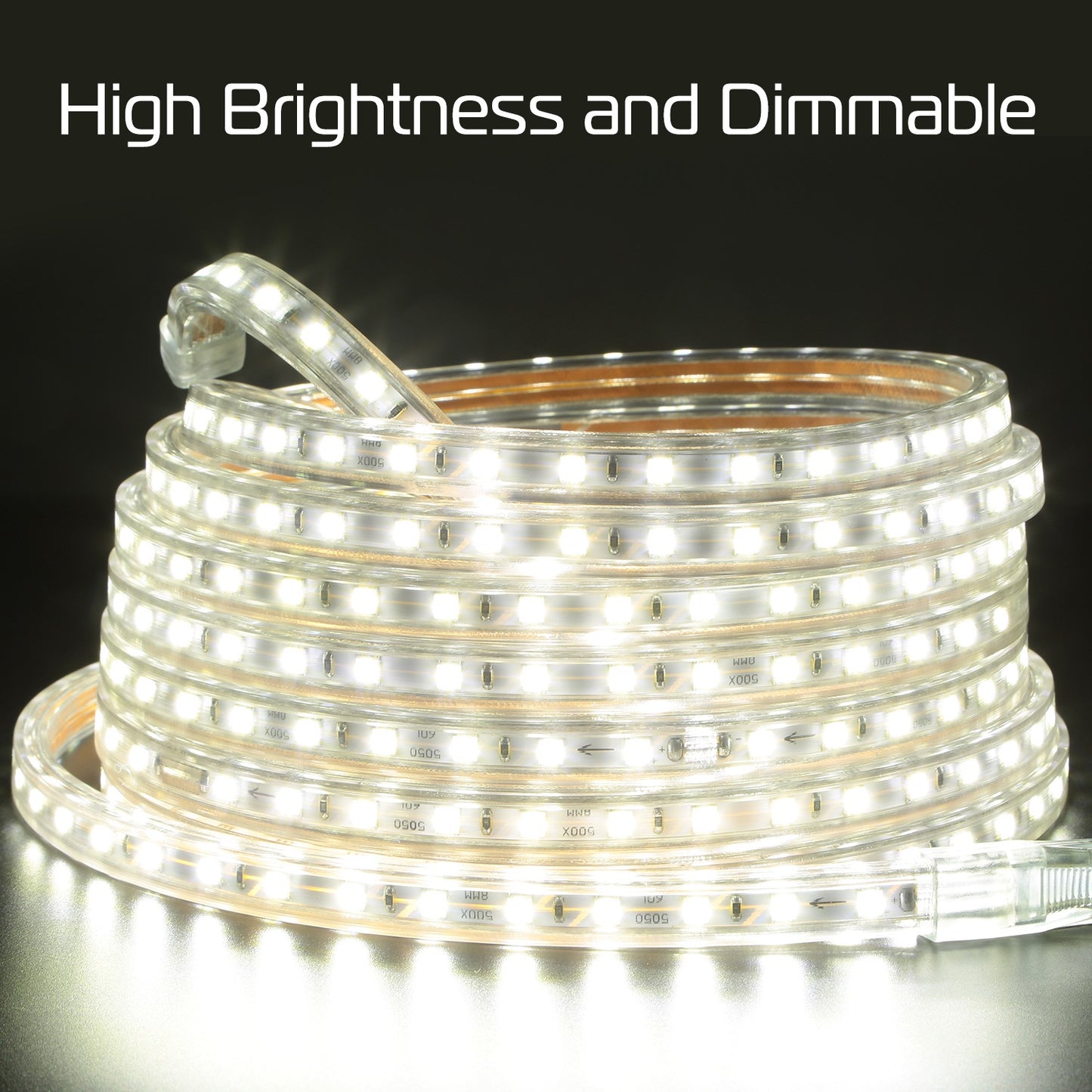 LJGelectro - 32.8ft/10m LED Strip Light 110V IP65 Waterproof 2500LM Dimmable Rope Light SMD 5050 6000K Cold White Warm