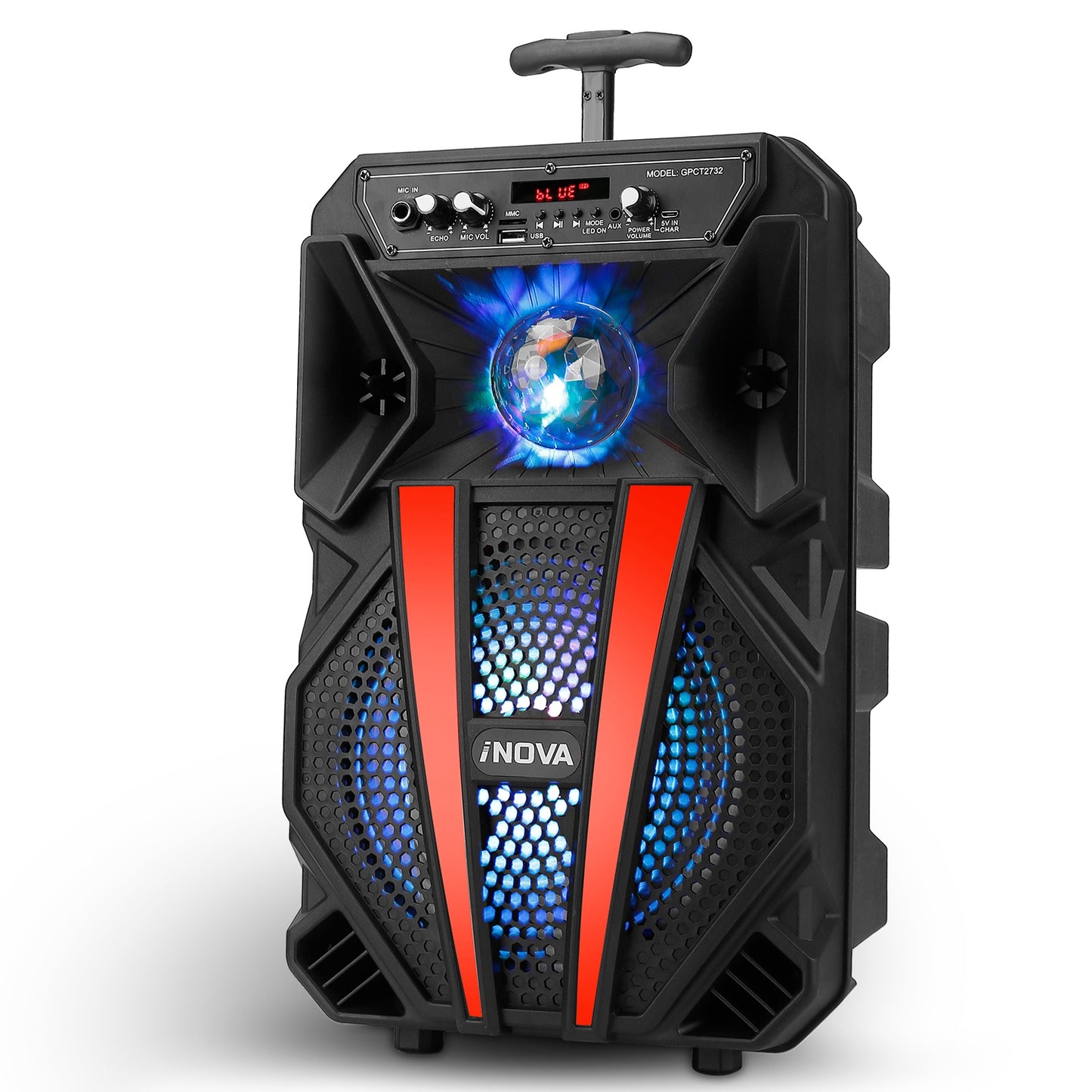 LJGelectro - 8” Wireless Party Speaker Subwoofer Bass Portable TWS Party Speaker w/ Microphone Support FM Radio Remote Control MMC Car Slot LED Colorful Lights