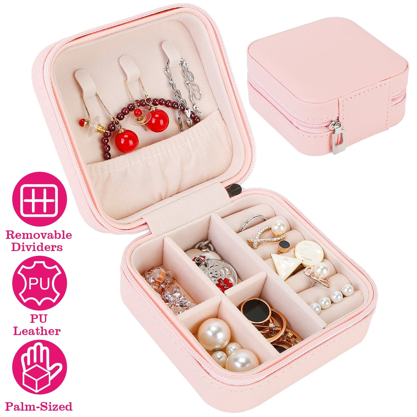 LJGelectro - Mini Jewelry Storage Box Portable Ring Earring Necklace Storage Travel Case PU Leather Jewelry Organizer Gift