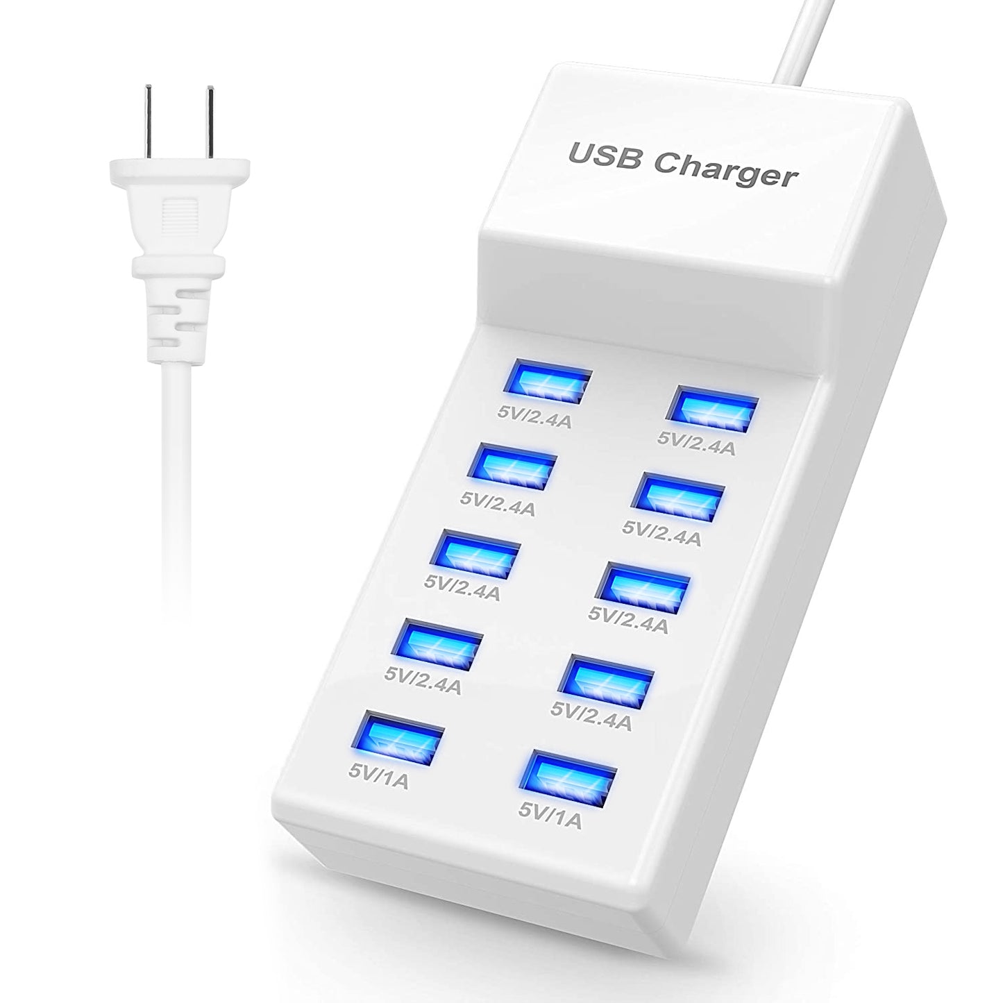 LJGelectro - 10 Ports USB Charging Station Hub 50W USB Wall Charger Fast Charging Power Adapter for Phone Tablet