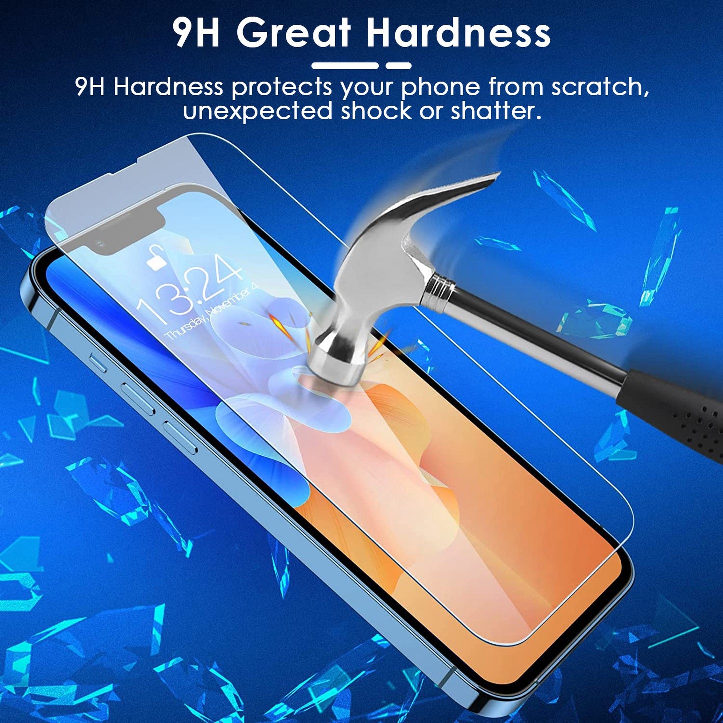 LJGelectro - 2Pcs HD Clear Screen Protectors 2Pcs Camera Len Protectors Tempered Glass Film Full Coverage Screen Protector Set Fit for IOS Phone 14/14Plus/14Pro/14