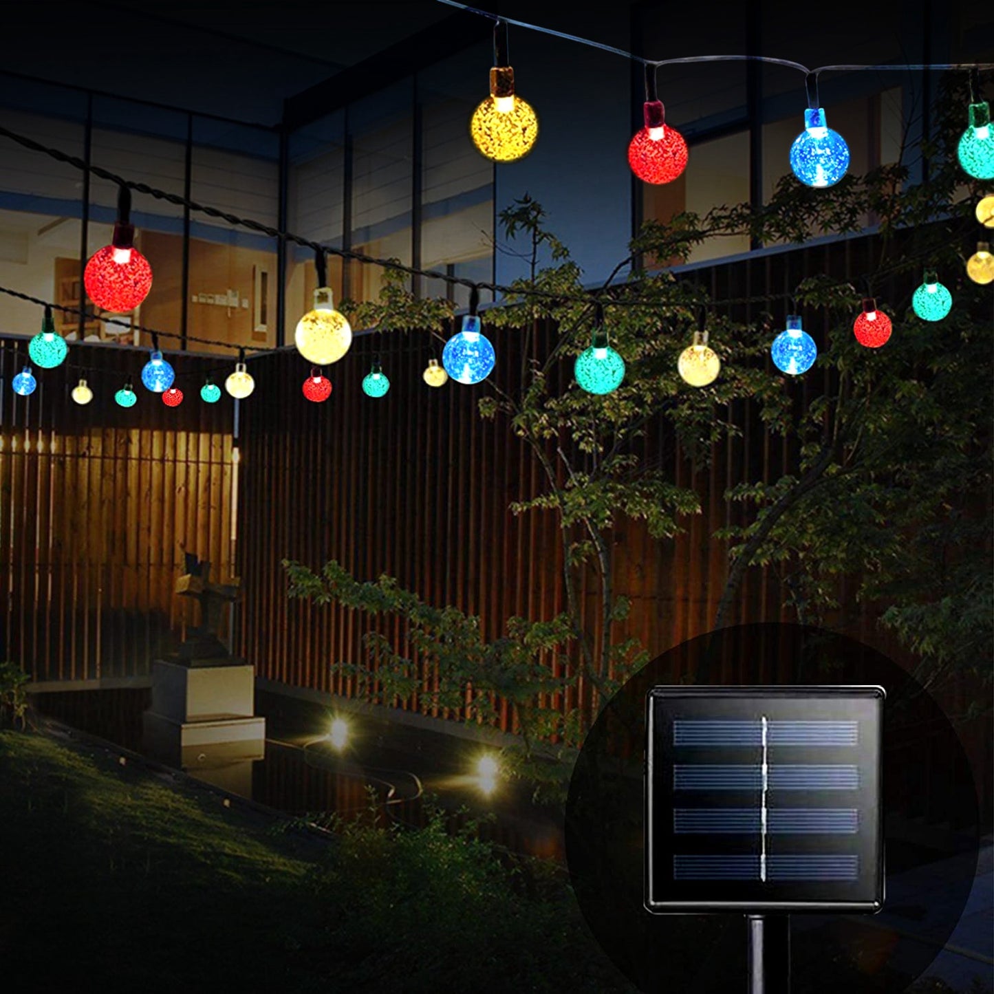 LJGelectro - Globe String Solar Lights 30 Ball LED Fairy Solar Lamps 8 Lighting Modes IP65 Waterproof Decorative Lamp w/ Stake Garden Lawn Flower Trees Patio Garde