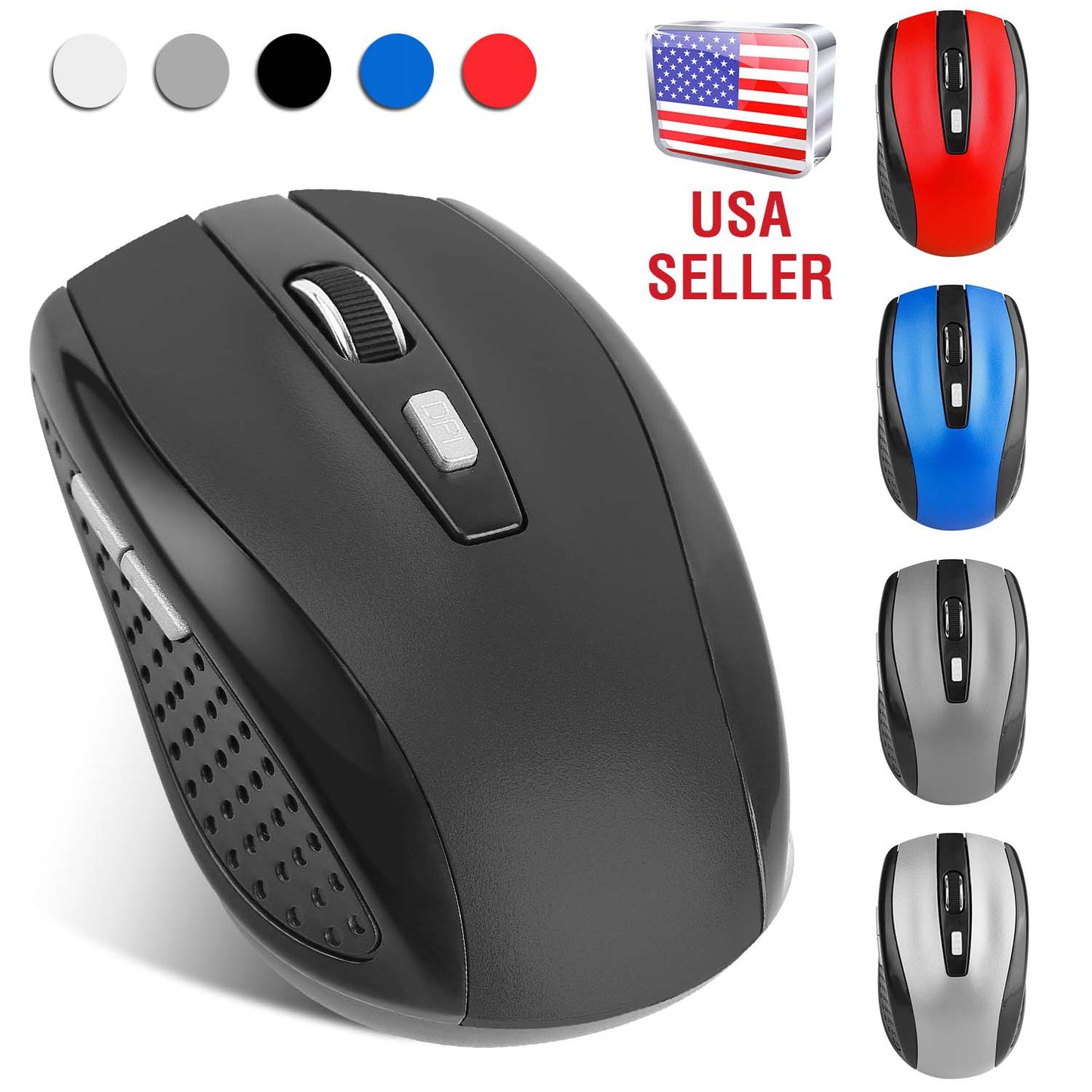 LJGelectro - 2.4G Wireless Gaming Mouse Optical Mice w/ Receiver 3 Adjustable DPI 6 Buttons For PC Laptop Computer Macbook