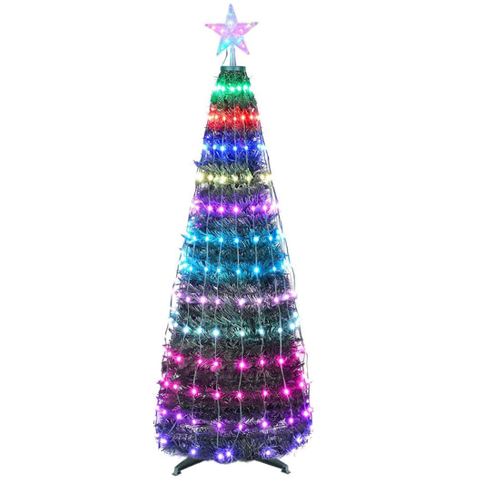 LJGelectro - 4.9FT 166Pcs LED Lights Collapsible Christmas Tree Light with Remote App Control IP65 Waterproof Customized Multi-Color Mode Timer Setting Work with A